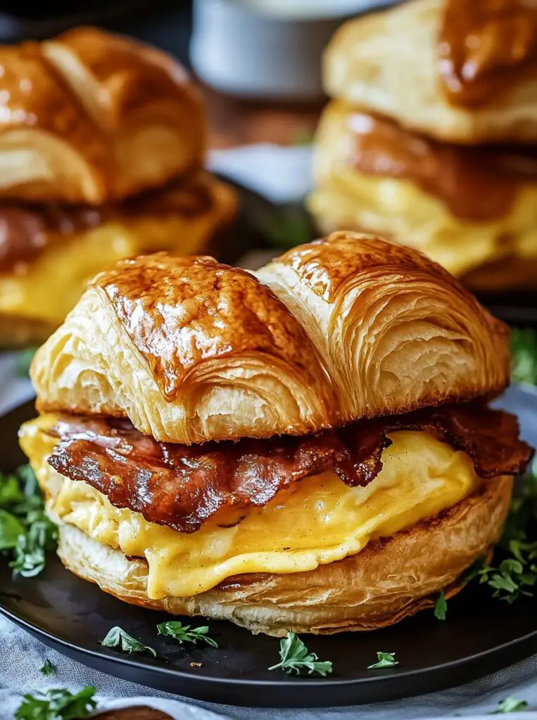 Killer Maple Mustard Croissant Breakfast Sandwiches