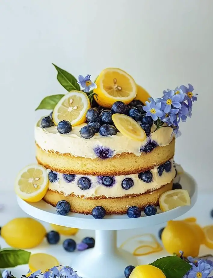 Blueberry Zucchini Cake with Lemon Buttercream
