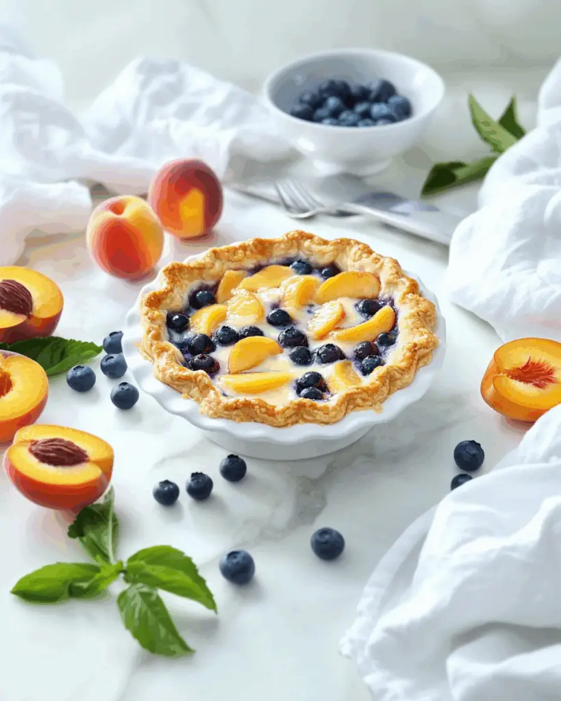 Impossible Peach Blueberry Pie