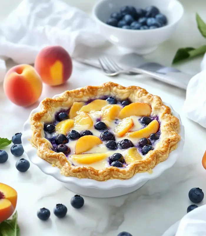 Impossible Peach Blueberry Pie