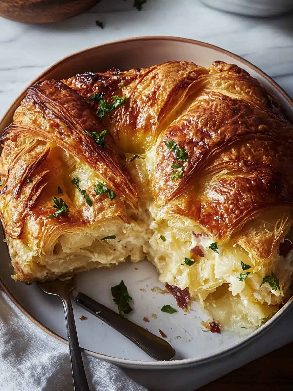 Cheesy Croissant Casserole for Effortless Brunch Bliss 3 Cheesy Croissant Casserole