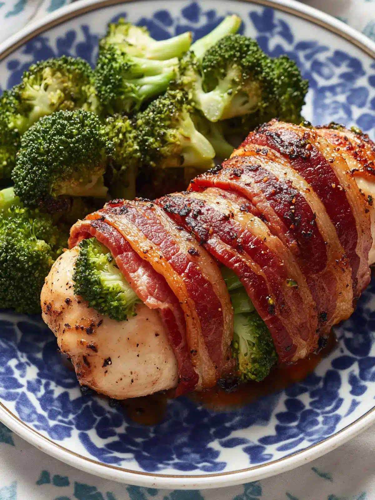 Bacon-Wrapped Chicken with Garlicky Broccoli