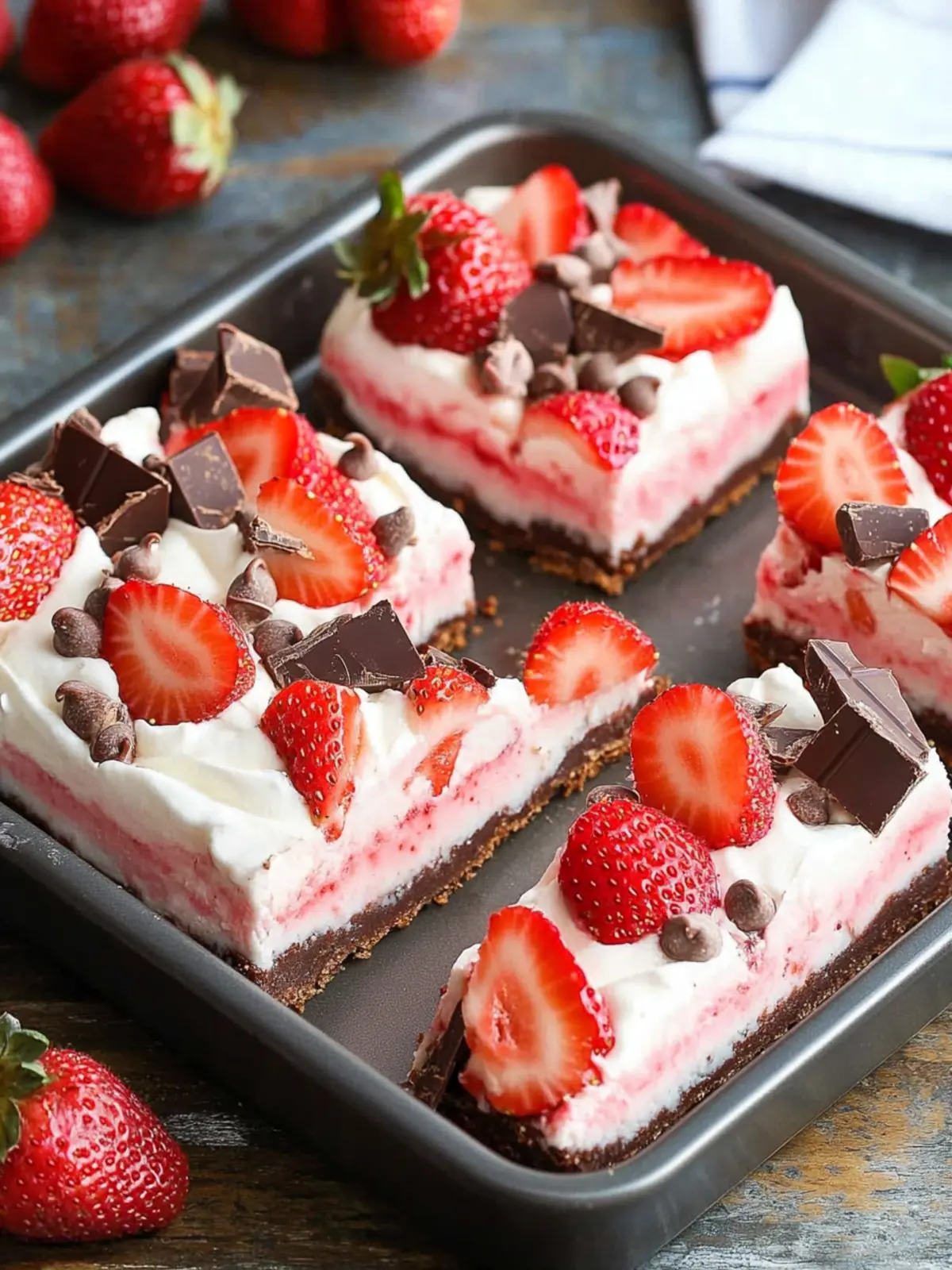 No-Bake Strawberry Chocolate Dessert Bars