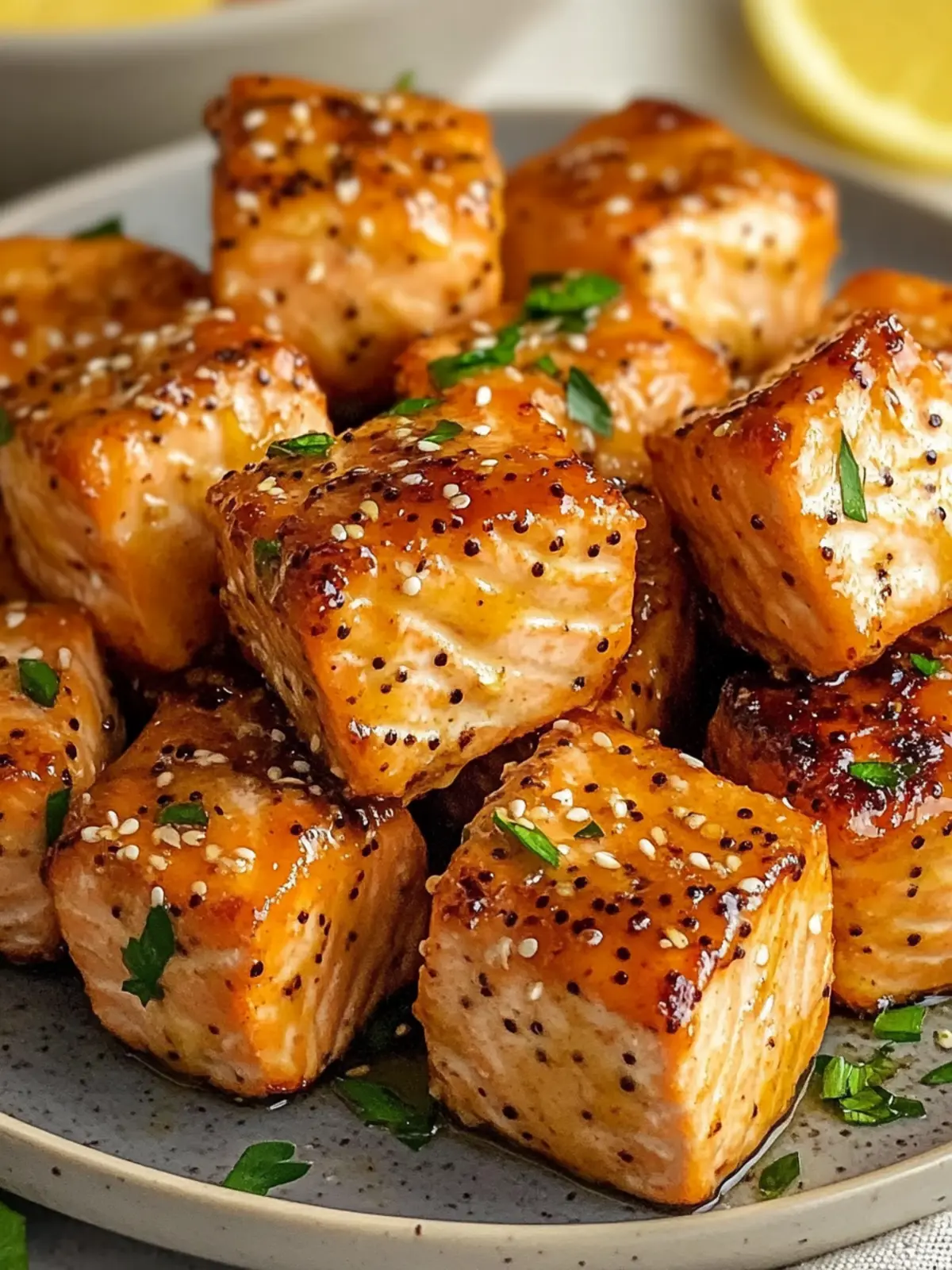 Zesty Air Fryer Honey Mustard Salmon Bites in 20 Minutes 2 Air Fryer Honey Mustard Salmon Bites