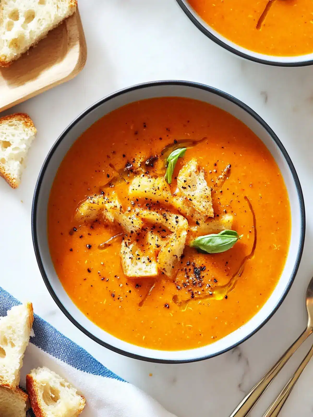 Creamy Spicy Tomato Cheddar Soup with Crunchy Croutons 3 Spicy Tomato Cheddar Soup