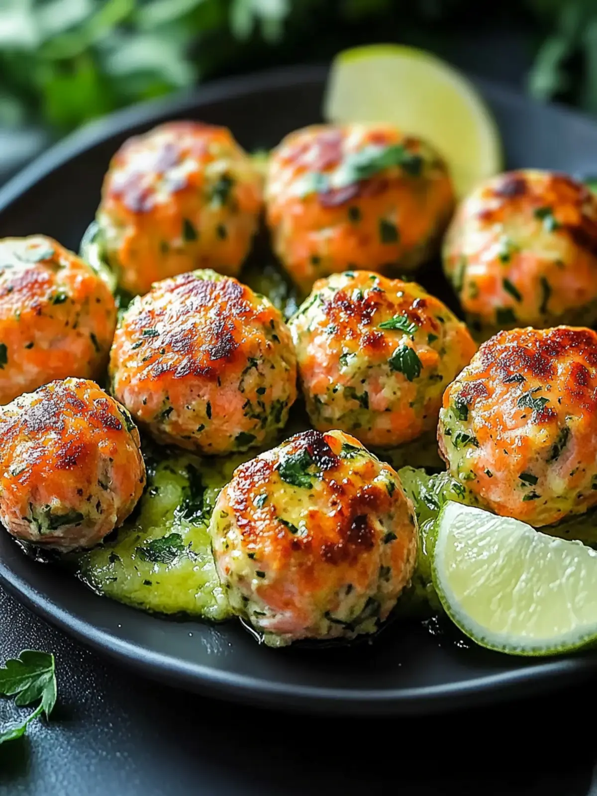 Savory Baked Salmon Meatballs with Creamy Avocado Delight 3 Baked Salmon Meatballs