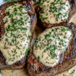 Garlic Butter Steak with Parmesan Cream Sauce
