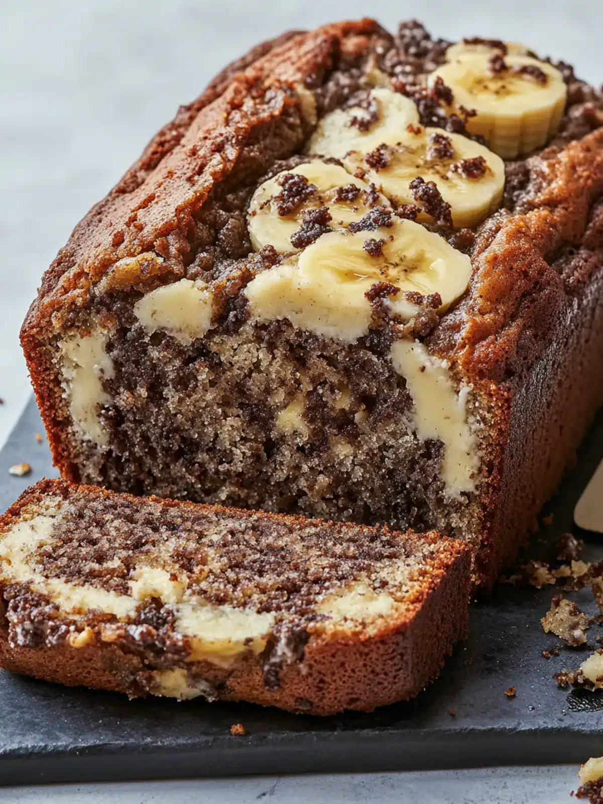 Cheesecake-Stuffed Banana Bread