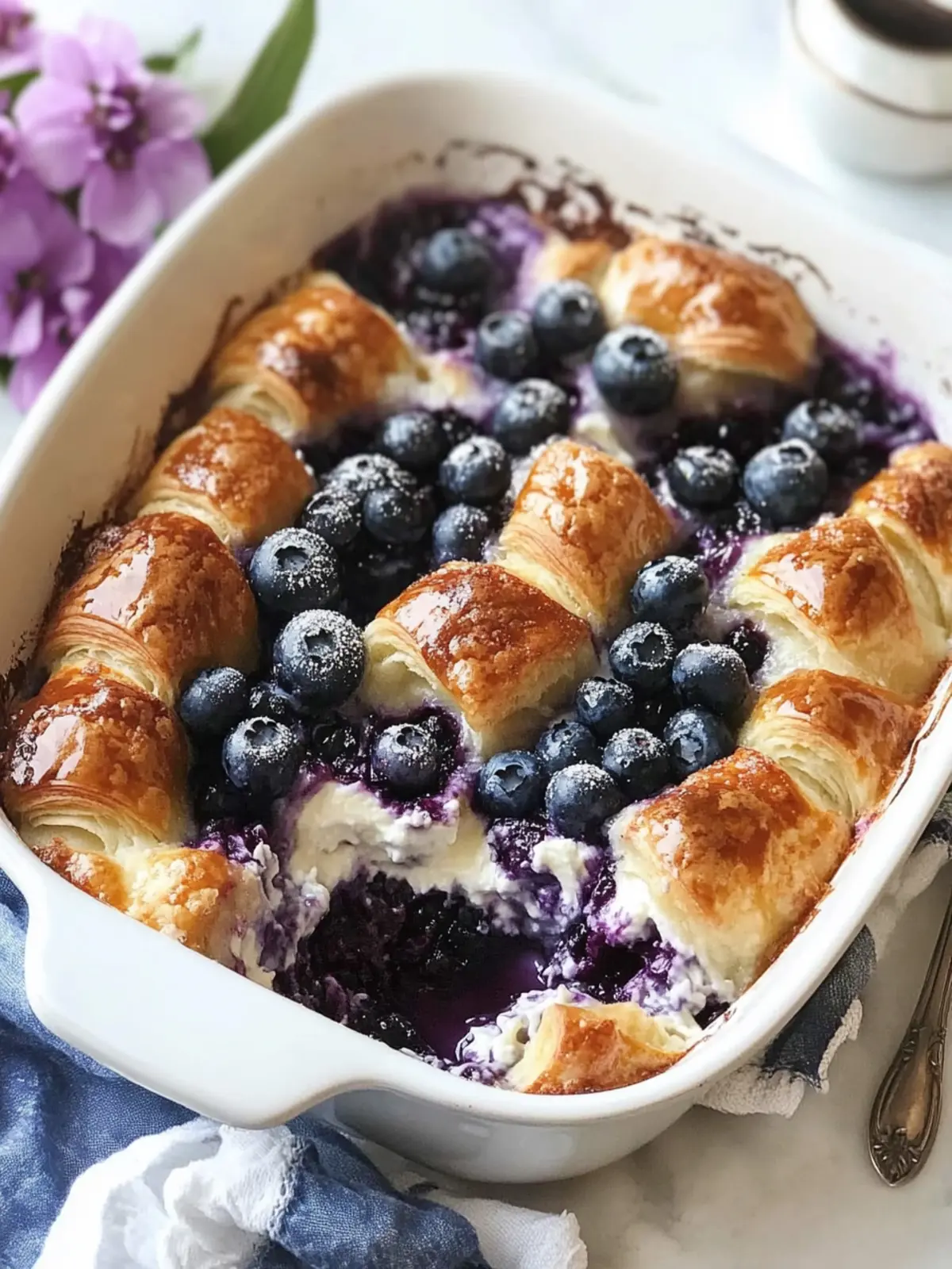 Irresistible Blueberry Cream Cheese Croissant Casserole Delight 2 Blueberry Cream Cheese Croissant Casserole