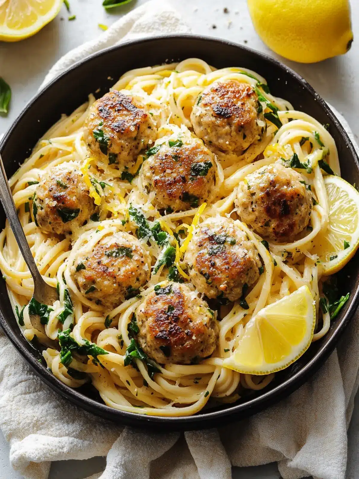 Garlic Butter Turkey Meatballs with Lemon Pasta: Easy Delight! 2 Garlic Butter Turkey Meatballs with Lemon Pasta