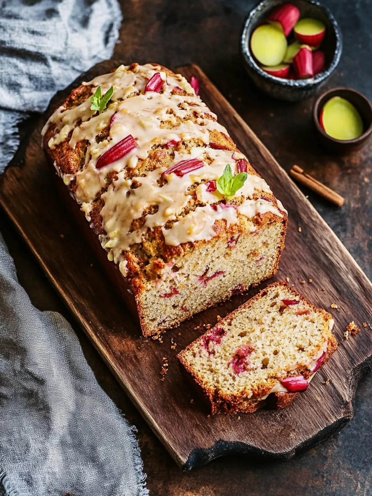 Cinnamon Rhubarb Bread: Irresistibly Moist with Brown-Butter Glaze 2 Cinnamon Rhubarb Bread