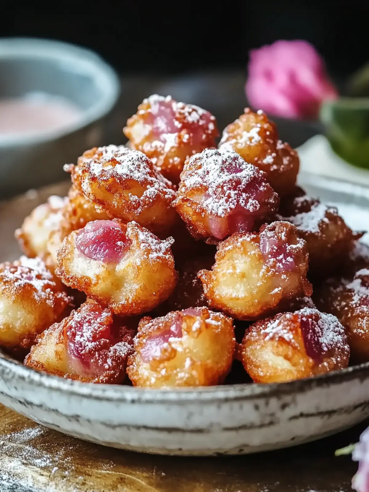 Crispy Rhubarb Fritters with Sweet Glaze for a Tasty Treat 4 Crispy Rhubarb Fritters with Sweet Glaze