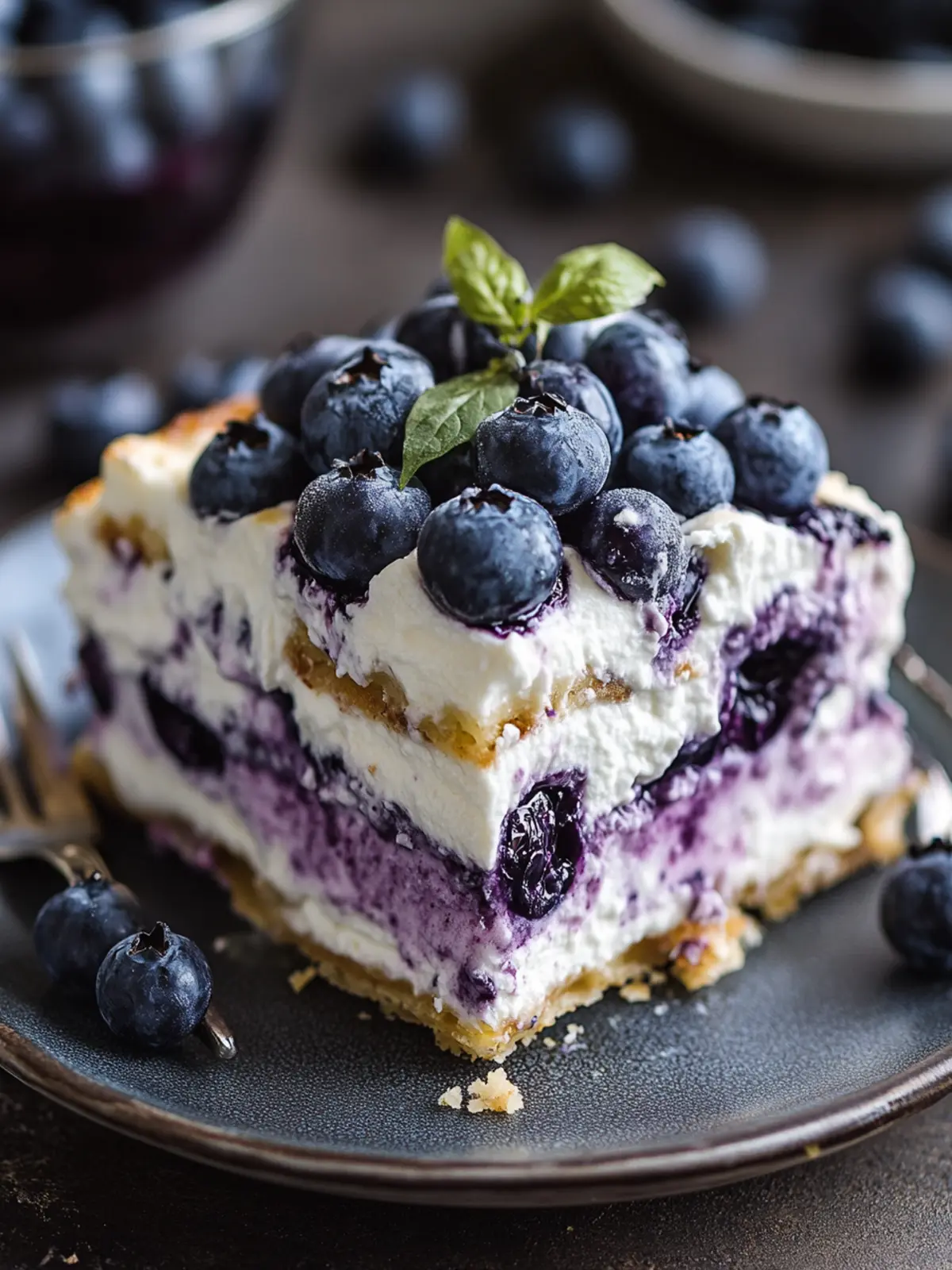 No-Bake Blueberry Cream Cheesecake Lasagna for Sweet Bliss 3 Blueberry Cream Cheesecake Lasagna