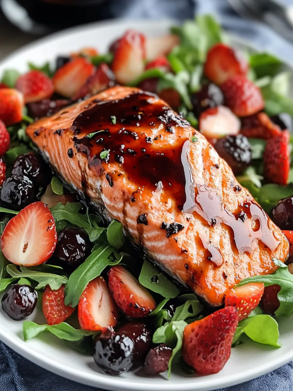 Savory Strawberry Balsamic Glazed Baked Salmon Salad Bliss 3 Strawberry Balsamic Glazed Baked Salmon Salad