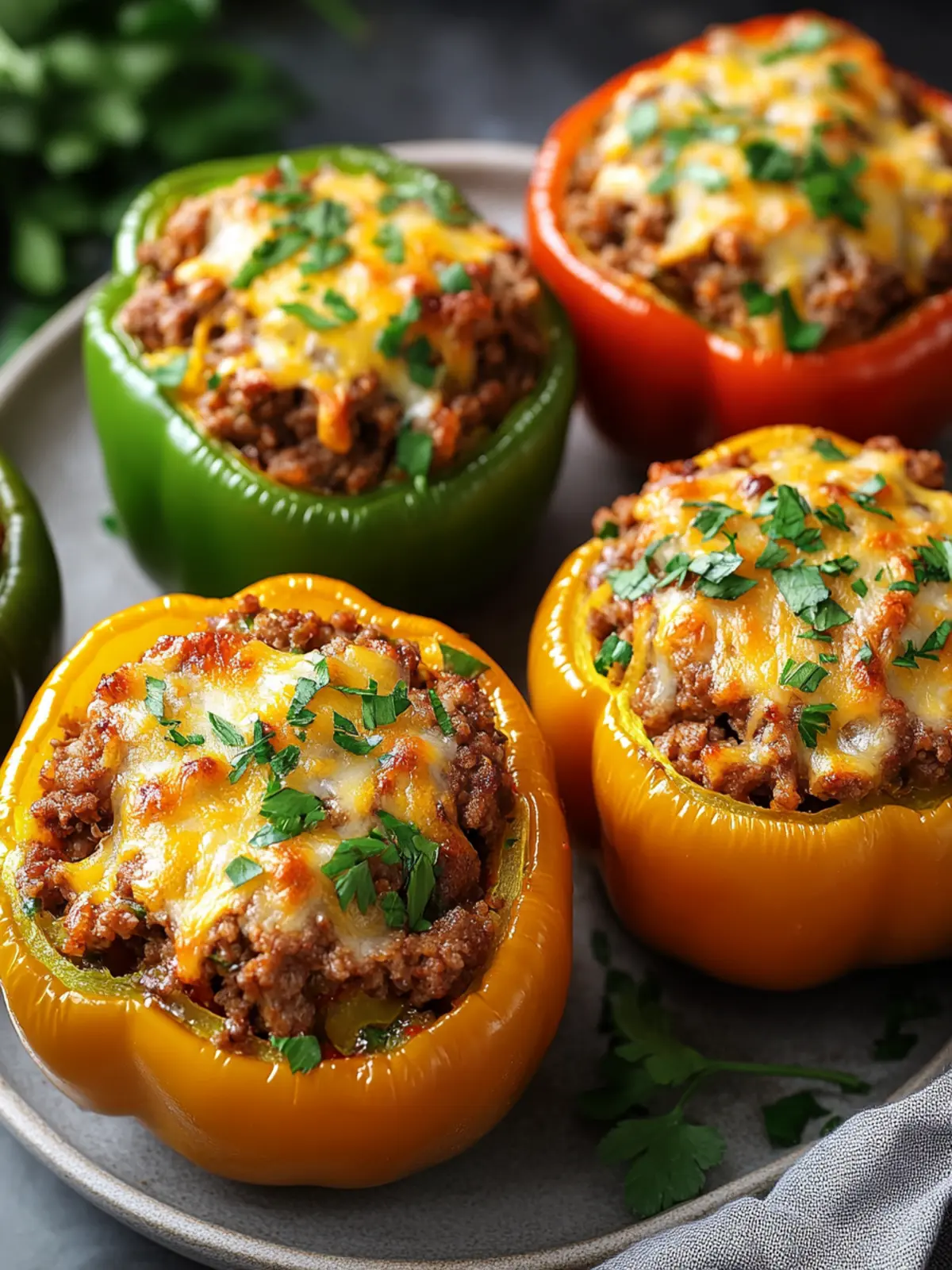 Savory Stuffed Bell Peppers with Beef: Low-Carb Delight! 5 Stuffed Bell Peppers with Beef