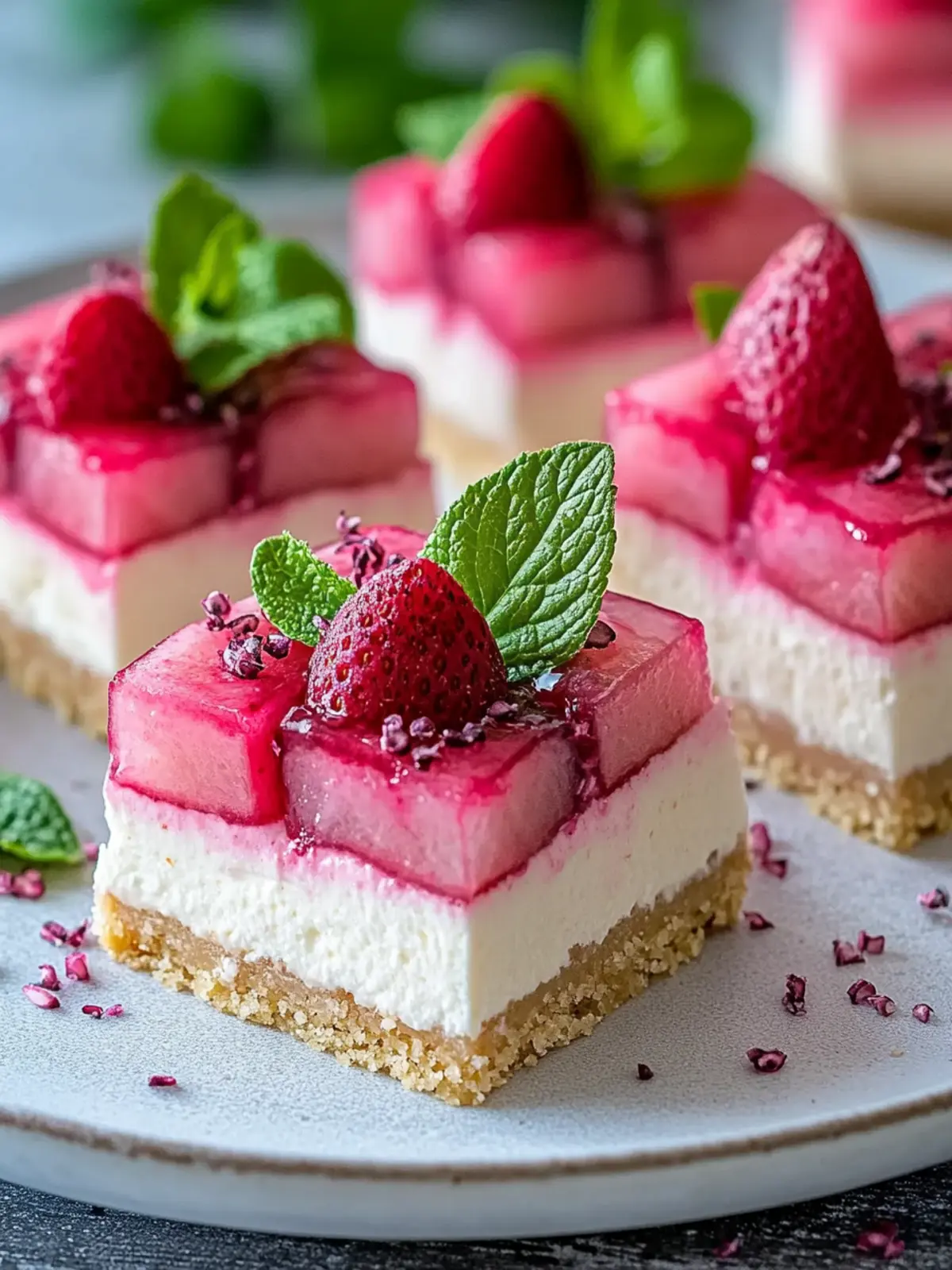 No Bake Rhubarb Cheesecake Squares: Chill & Thrill Dessert Treat 2 No Bake Rhubarb Cheesecake Squares