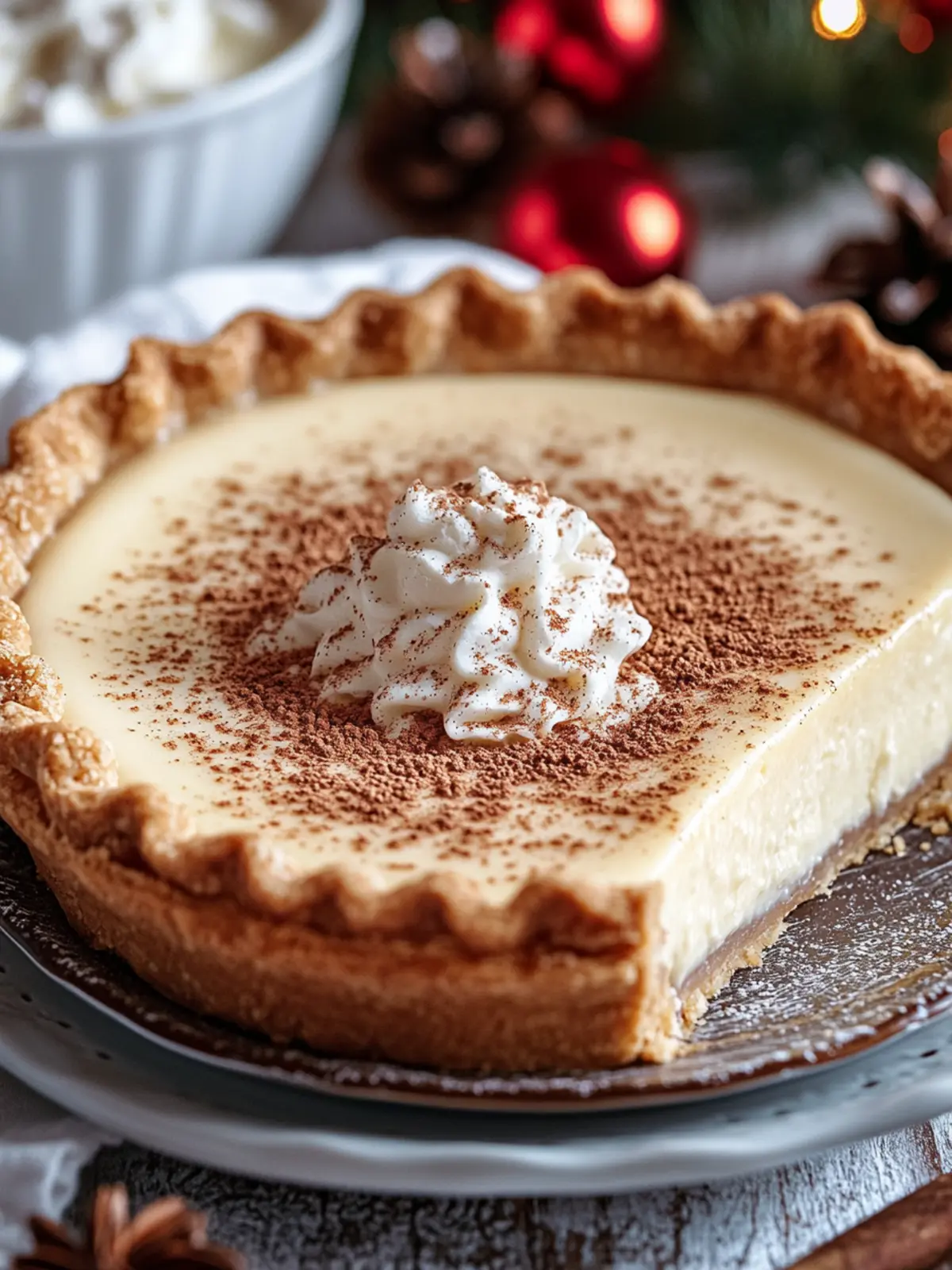 Christmas Eve Cinnamon-Vanilla Creamy Custard Pie