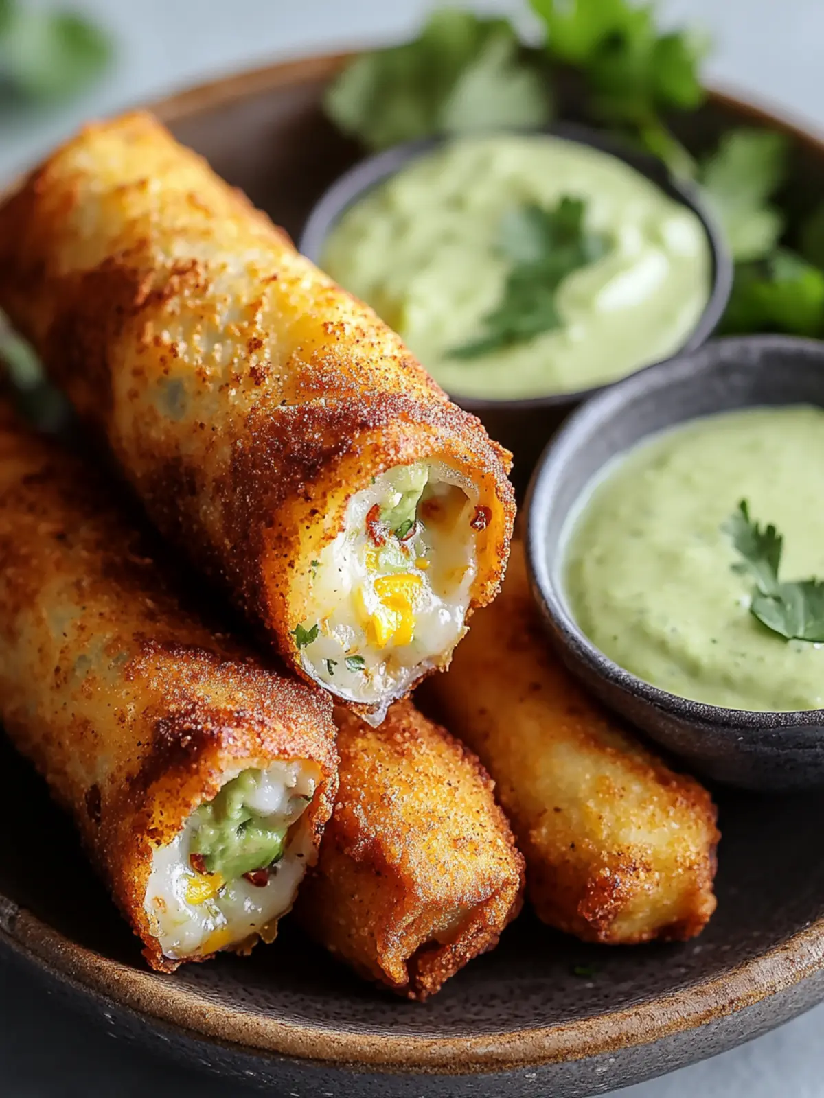 Crispy & Cheesy Elote Egg Rolls with Avocado Sauce Delight 2 Crispy & Cheesy Elote Egg Rolls with Avocado Sauce