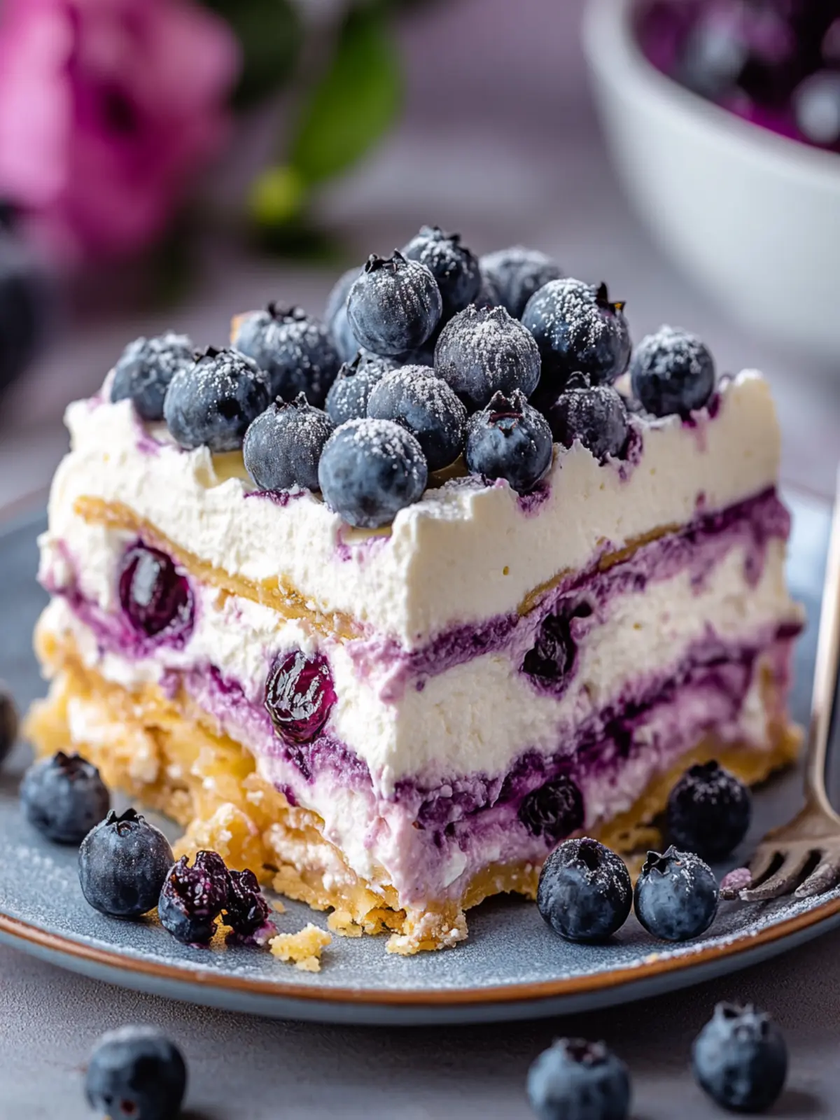 No-Bake Blueberry Cream Cheesecake Lasagna for Sweet Bliss 4 Blueberry Cream Cheesecake Lasagna