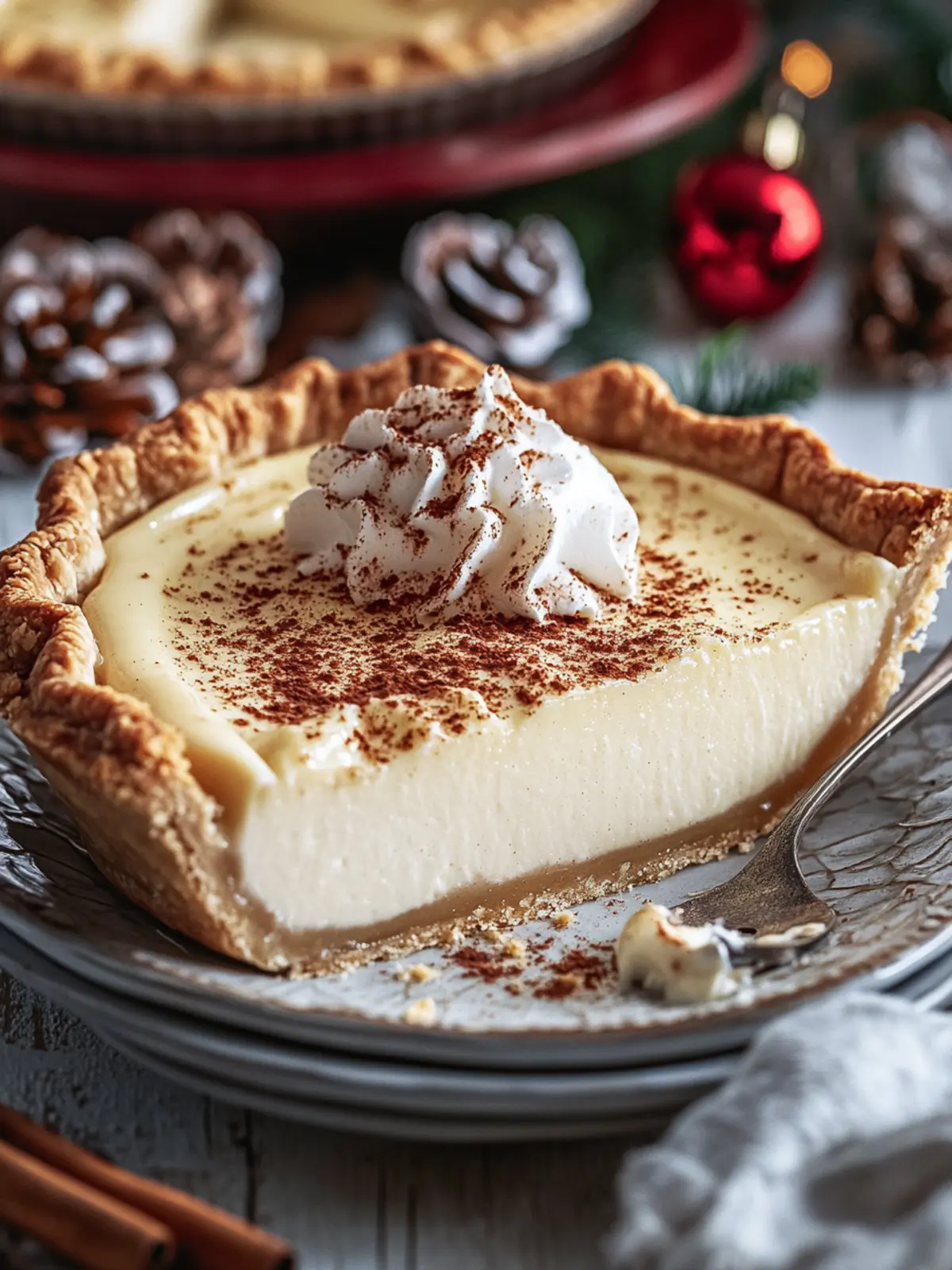 Christmas Eve Cinnamon-Vanilla Creamy Custard Pie