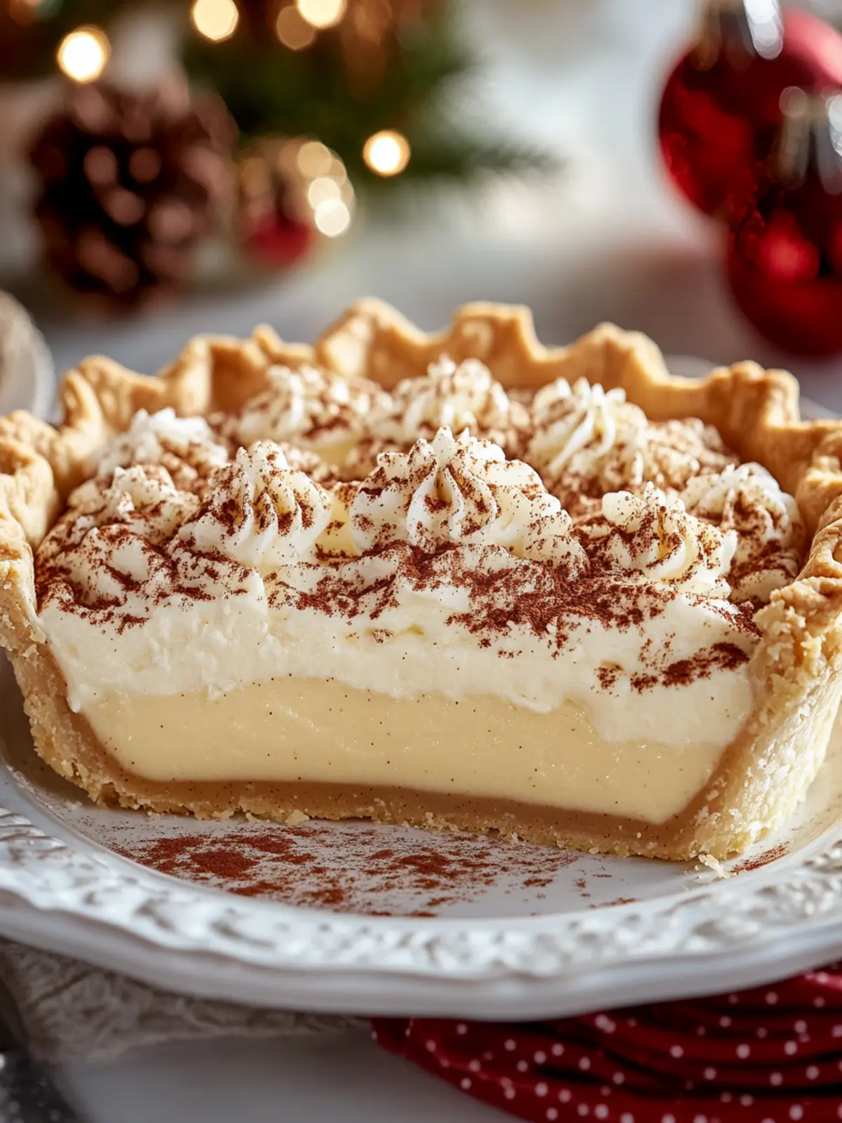 Christmas Eve Cinnamon-Vanilla Creamy Custard Pie