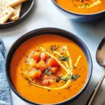 Creamy Spicy Tomato Cheddar Soup with Crunchy Croutons 10 Spicy Tomato Cheddar Soup