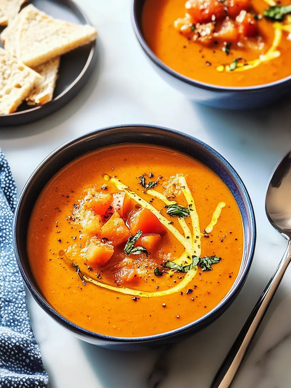 Creamy Spicy Tomato Cheddar Soup with Crunchy Croutons 5 Spicy Tomato Cheddar Soup
