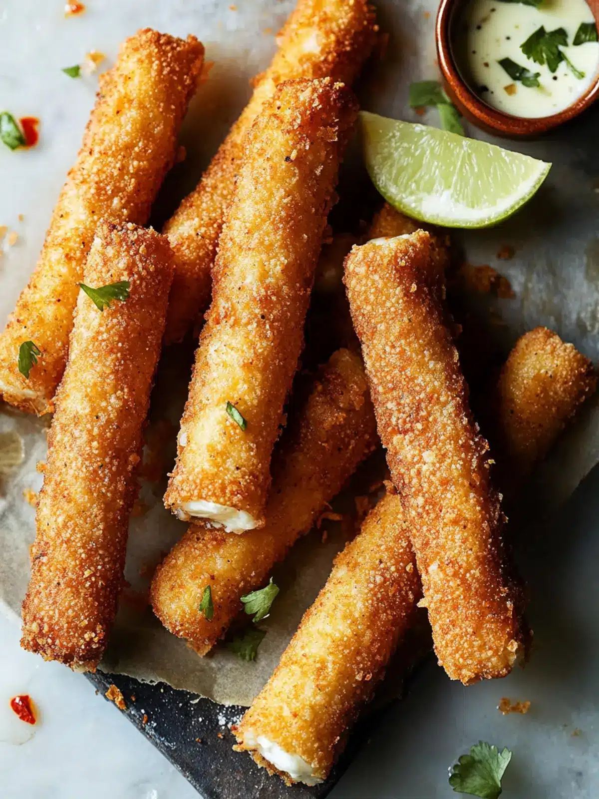 Crispy Rice Paper Mozzarella Sticks with Spicy Marinara Sauce 4 Rice Paper Mozzarella Sticks