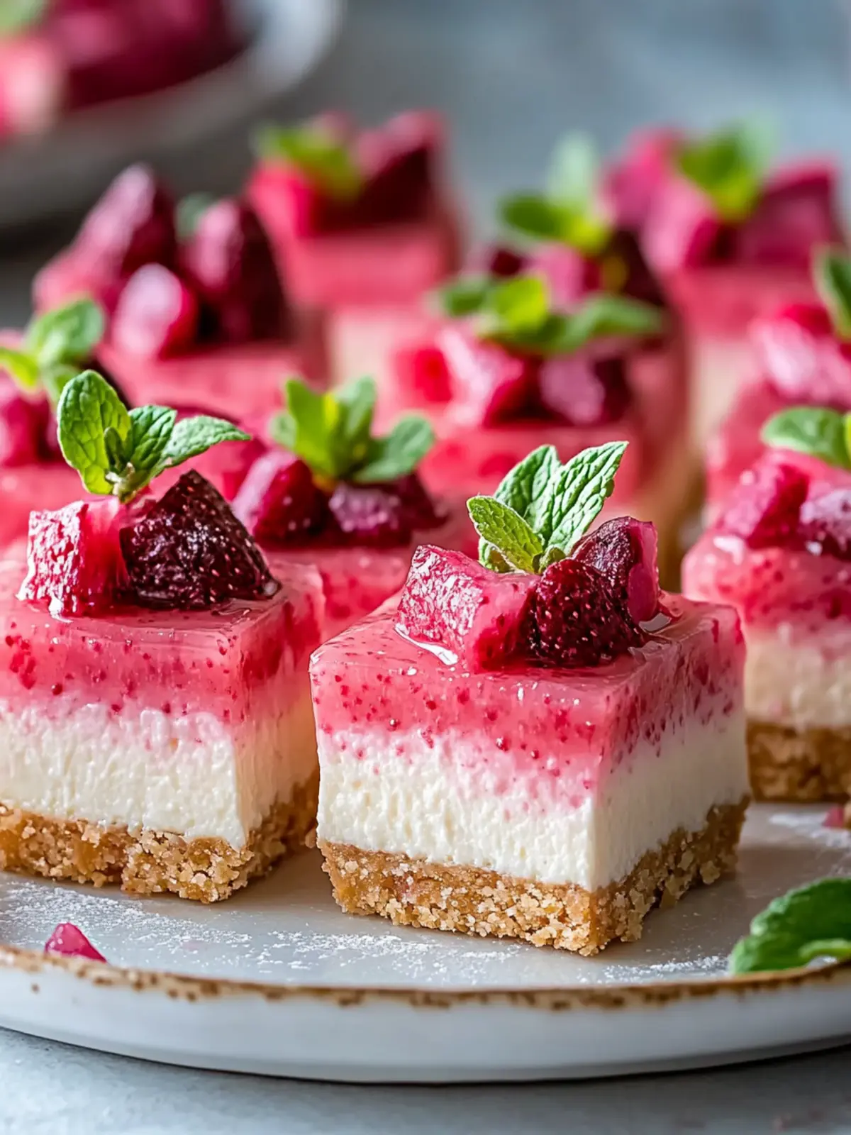 No Bake Rhubarb Cheesecake Squares: Chill & Thrill Dessert Treat 4 No Bake Rhubarb Cheesecake Squares