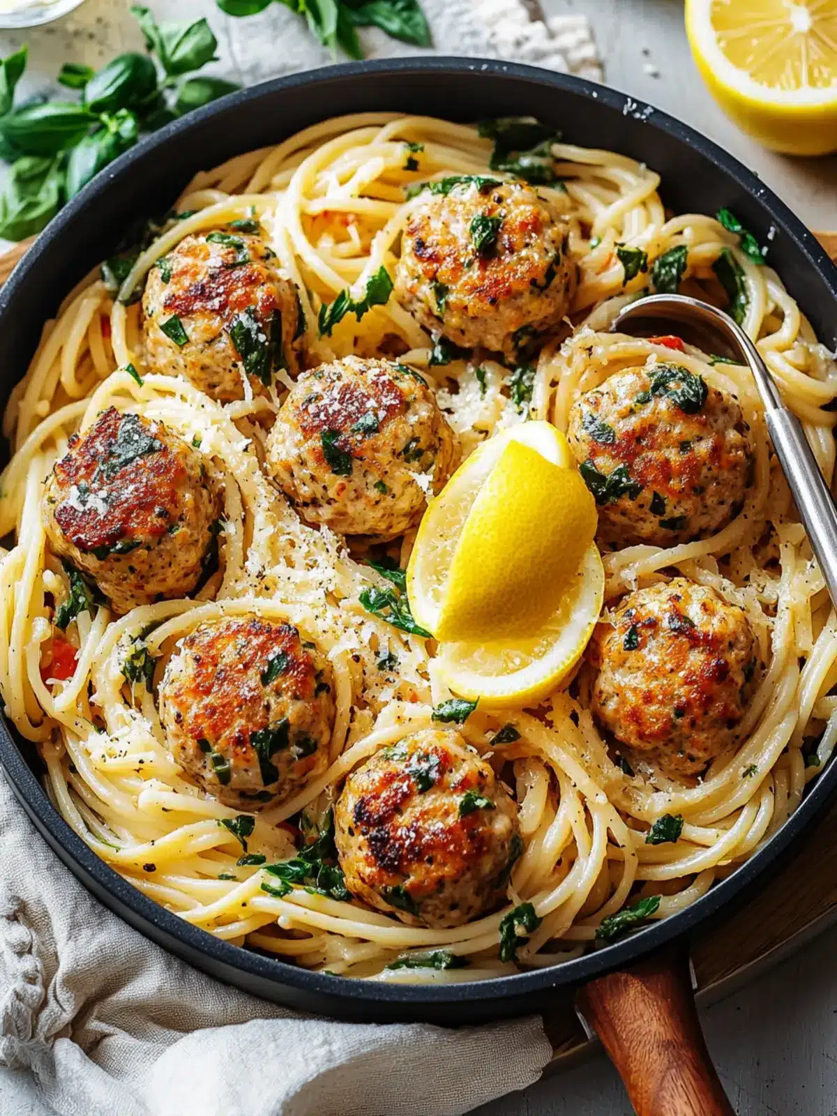 Garlic Butter Turkey Meatballs with Lemon Pasta: Easy Delight! 3 Garlic Butter Turkey Meatballs with Lemon Pasta