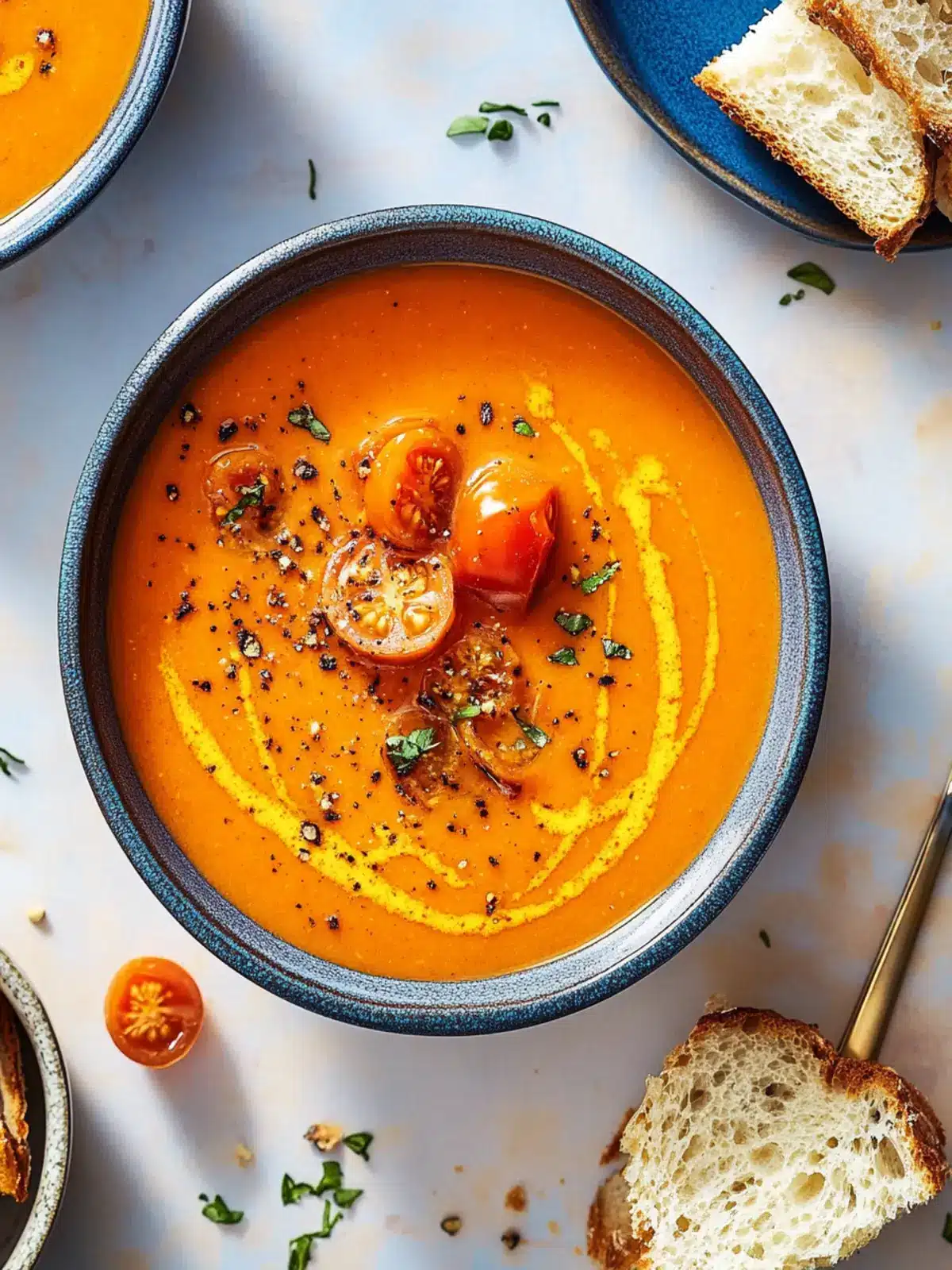 Creamy Spicy Tomato Cheddar Soup with Crunchy Croutons 2 Spicy Tomato Cheddar Soup