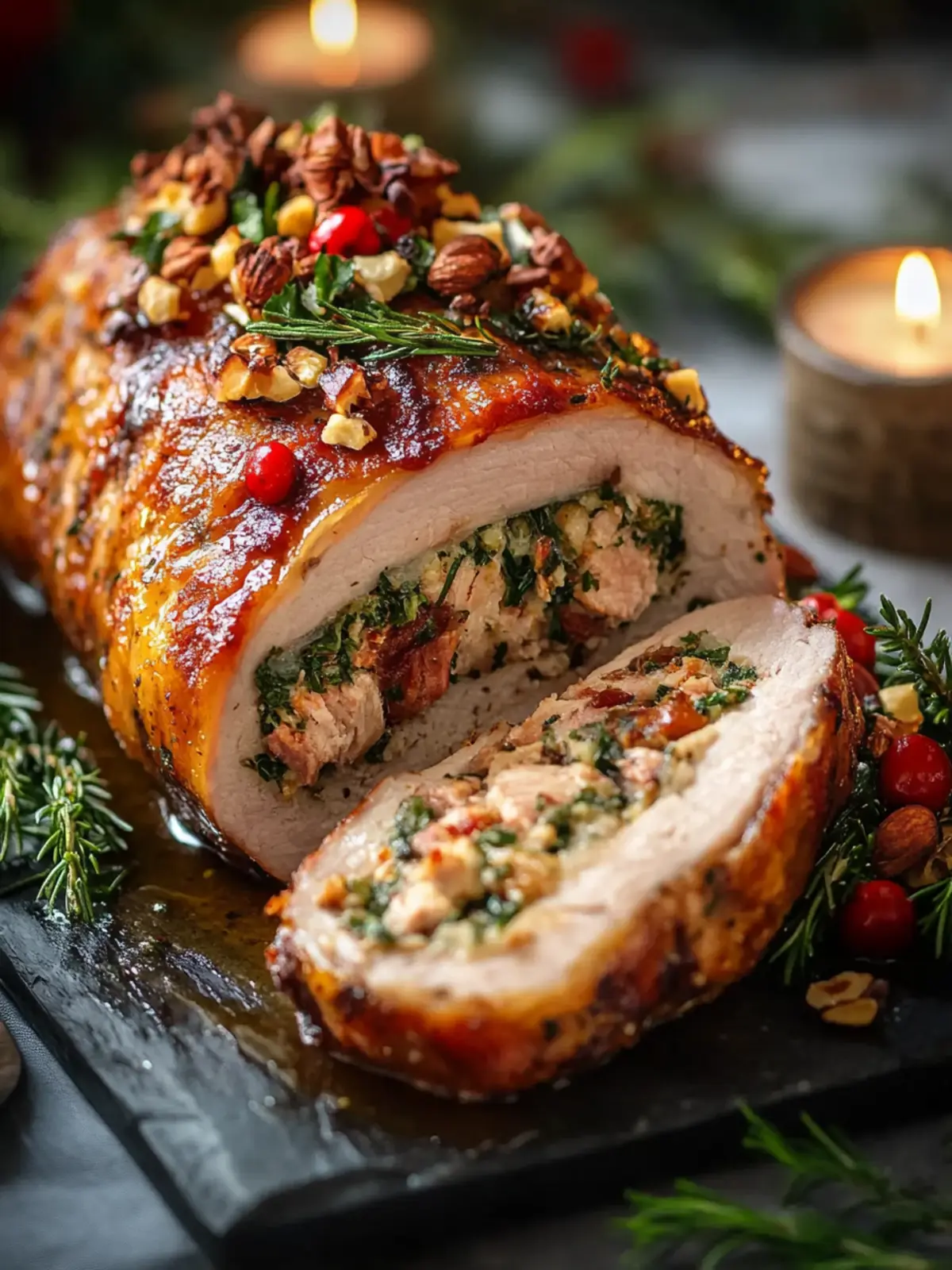 Festive Christmas Stuffed Pork Tenderloin