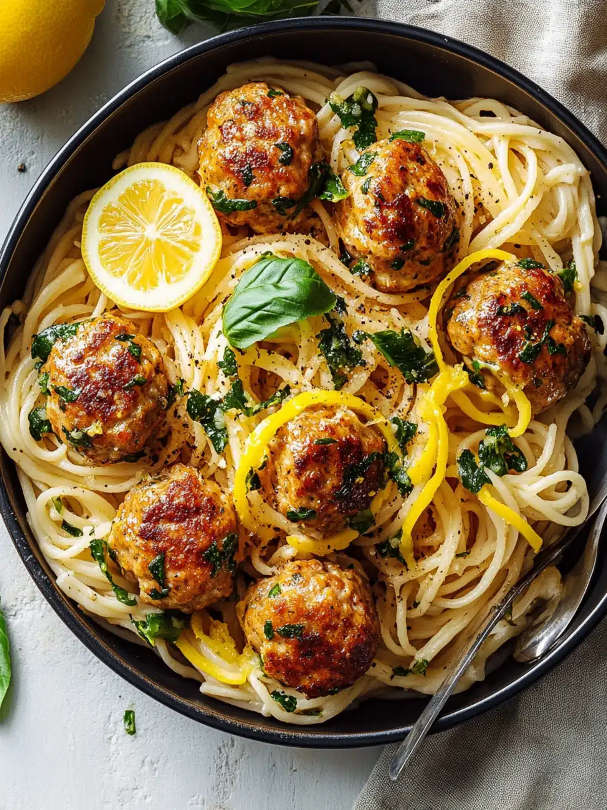 Garlic Butter Turkey Meatballs with Lemon Pasta: Easy Delight! 4 Garlic Butter Turkey Meatballs with Lemon Pasta