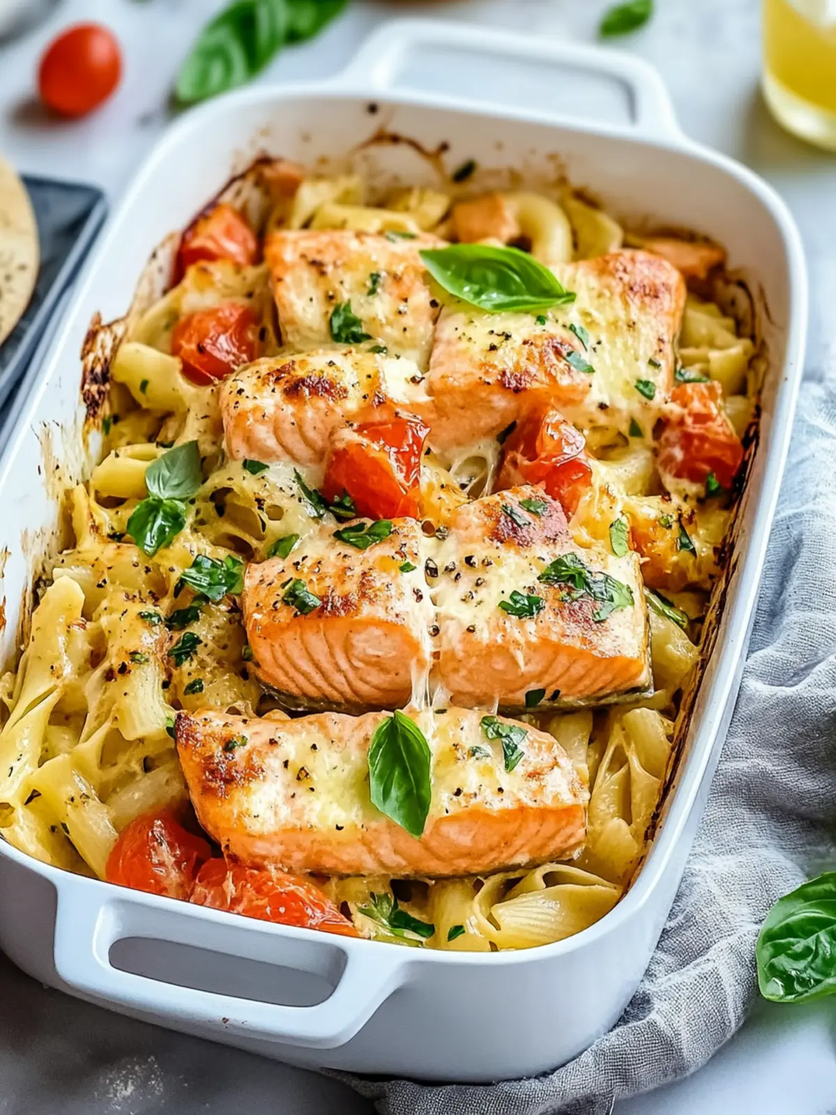 Baked Feta with Pasta and Salmon for a Creamy Dinner Delight 2 Baked Feta with Pasta and Salmon