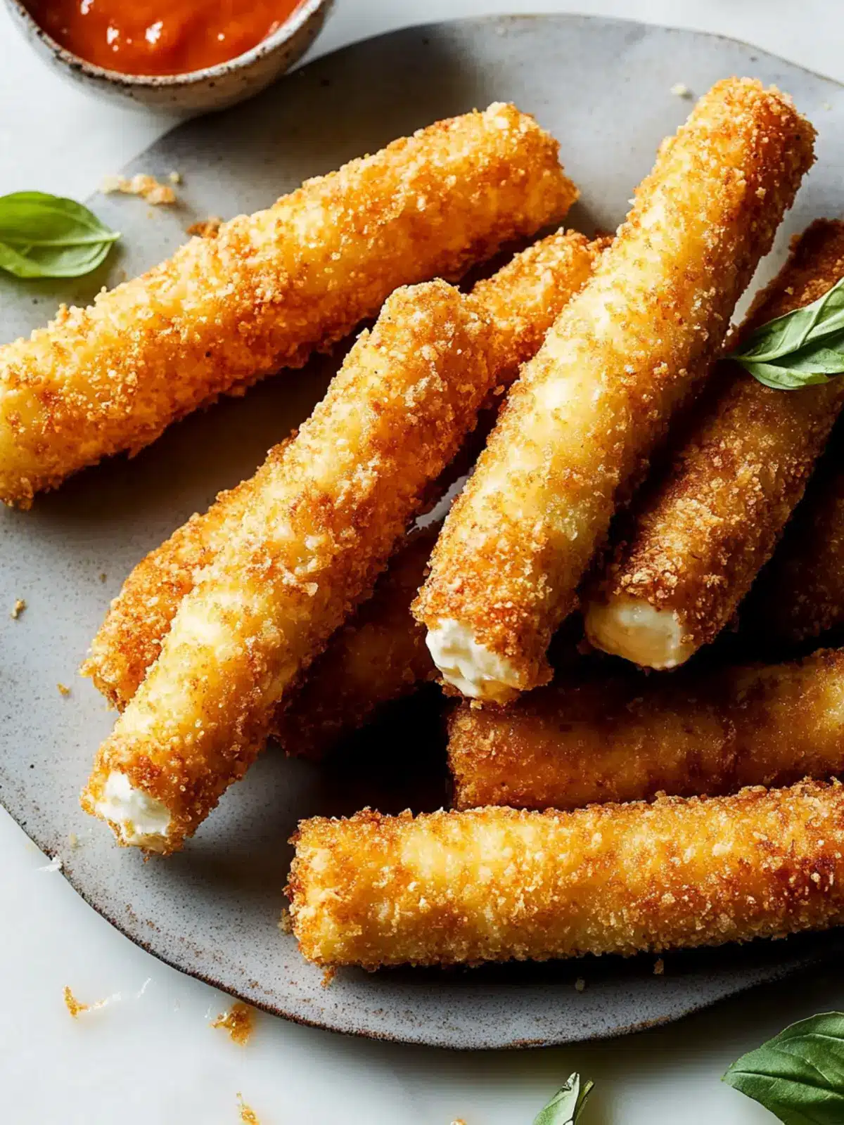 Crispy Rice Paper Mozzarella Sticks with Spicy Marinara Sauce 3 Rice Paper Mozzarella Sticks