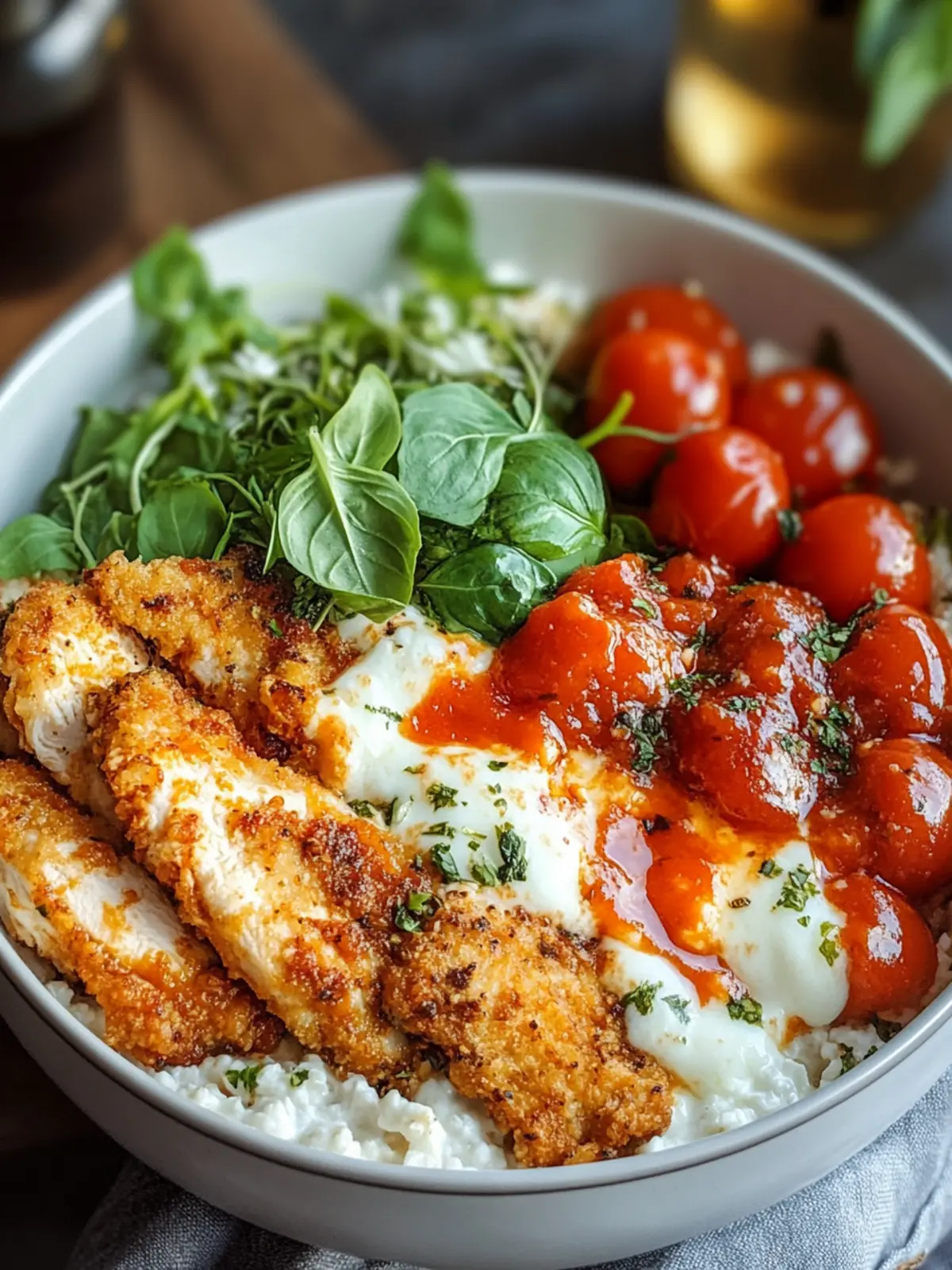 High Protein Chicken Parm Cottage Cheese Bowl
