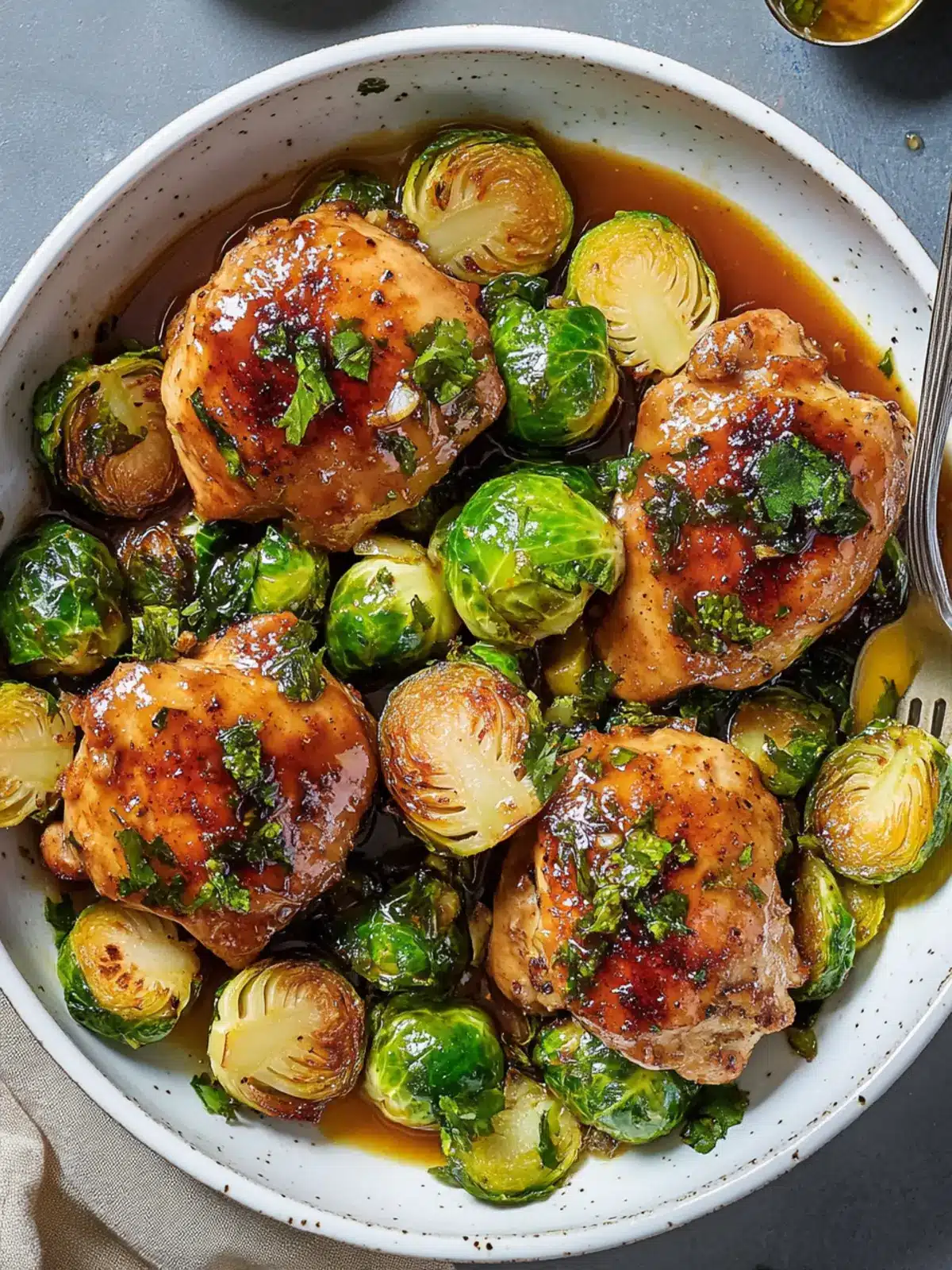 Savory Hot Honey Chicken & Brussels Sprouts in One Skillet 3 Hot Honey Chicken & Brussels Sprouts