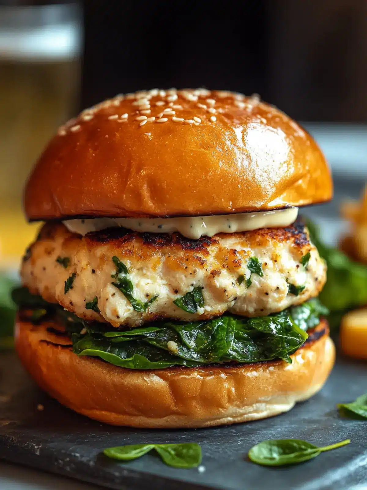 Delicious White Cheddar Spinach Chicken Burgers You’ll Love 4 White Cheddar Spinach Chicken Burgers