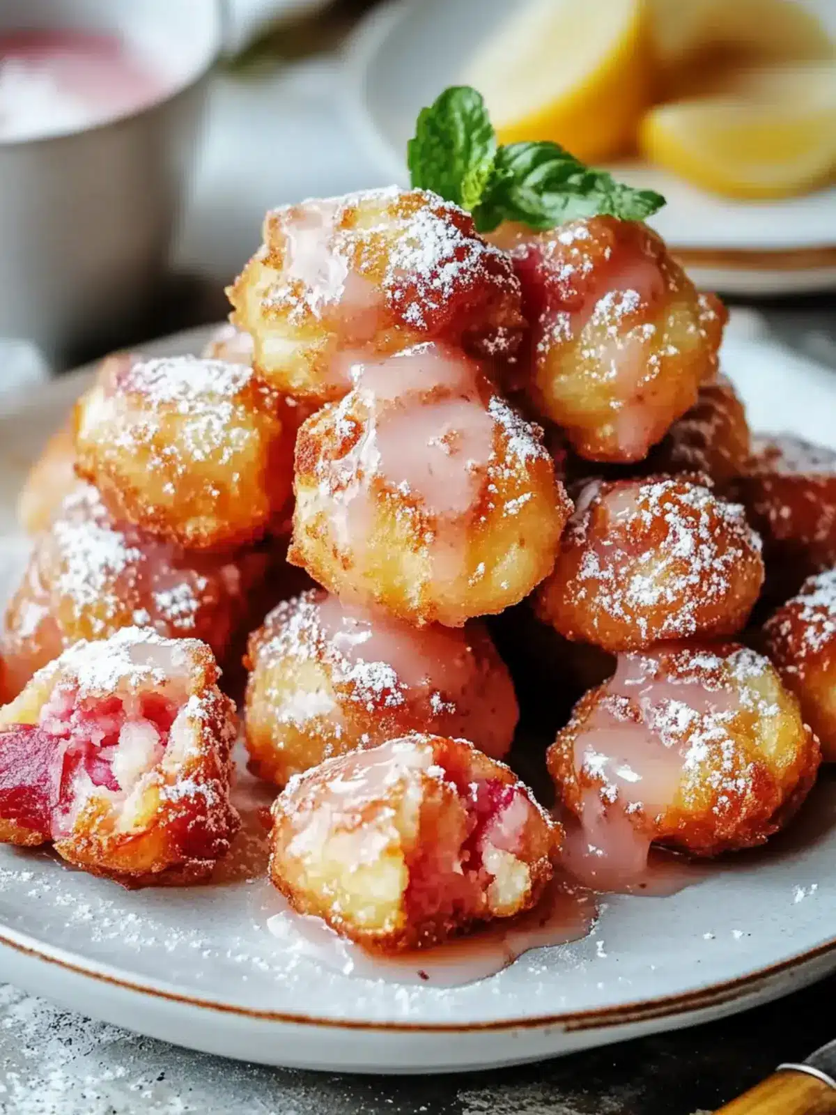 Crispy Rhubarb Fritters with Sweet Glaze for a Tasty Treat 3 Crispy Rhubarb Fritters with Sweet Glaze