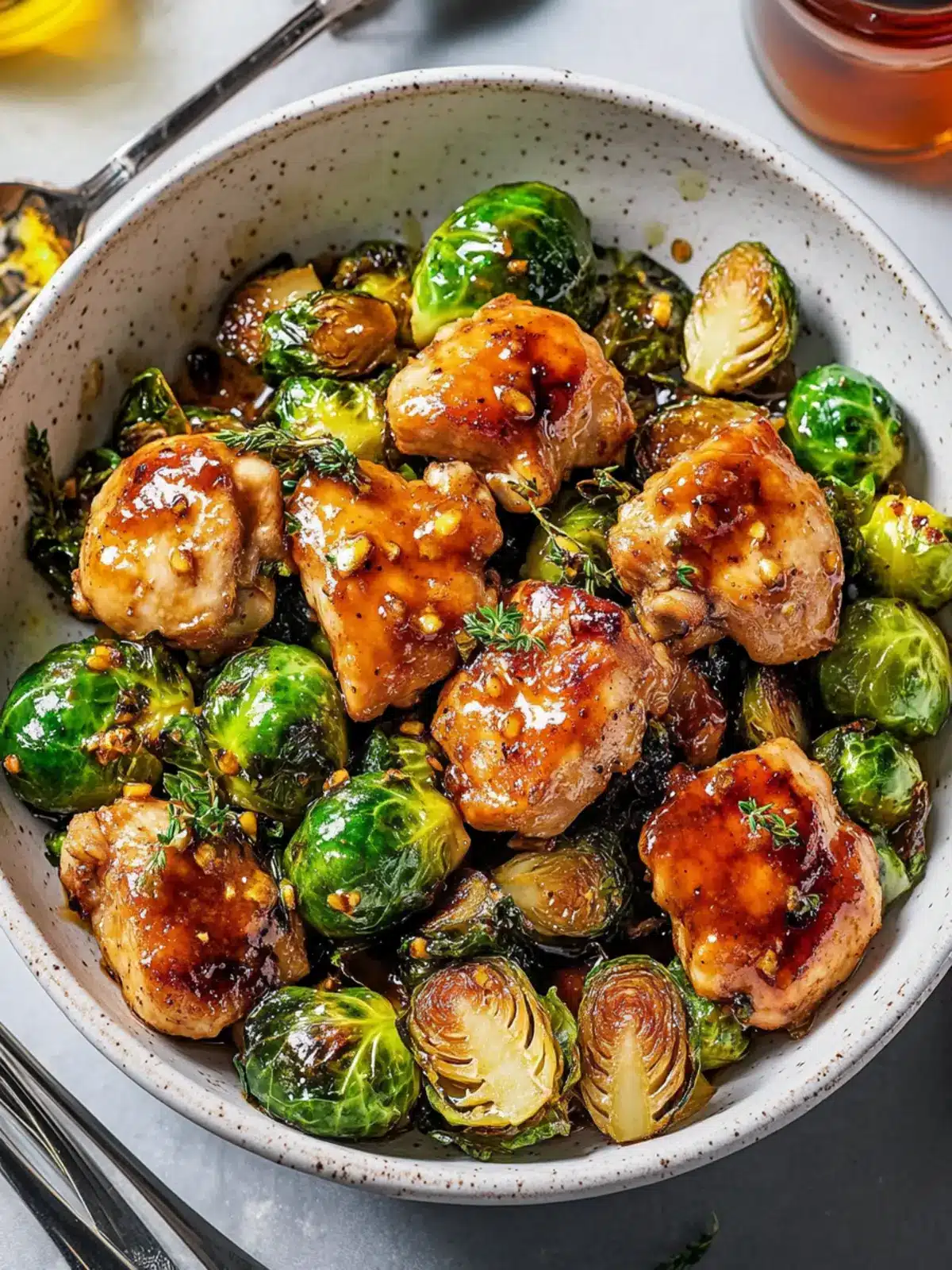 Savory Hot Honey Chicken & Brussels Sprouts in One Skillet 4 Hot Honey Chicken & Brussels Sprouts