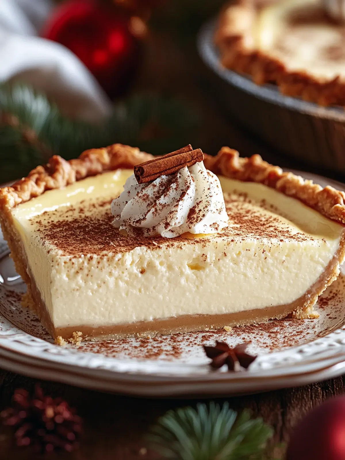 Christmas Eve Cinnamon-Vanilla Creamy Custard Pie