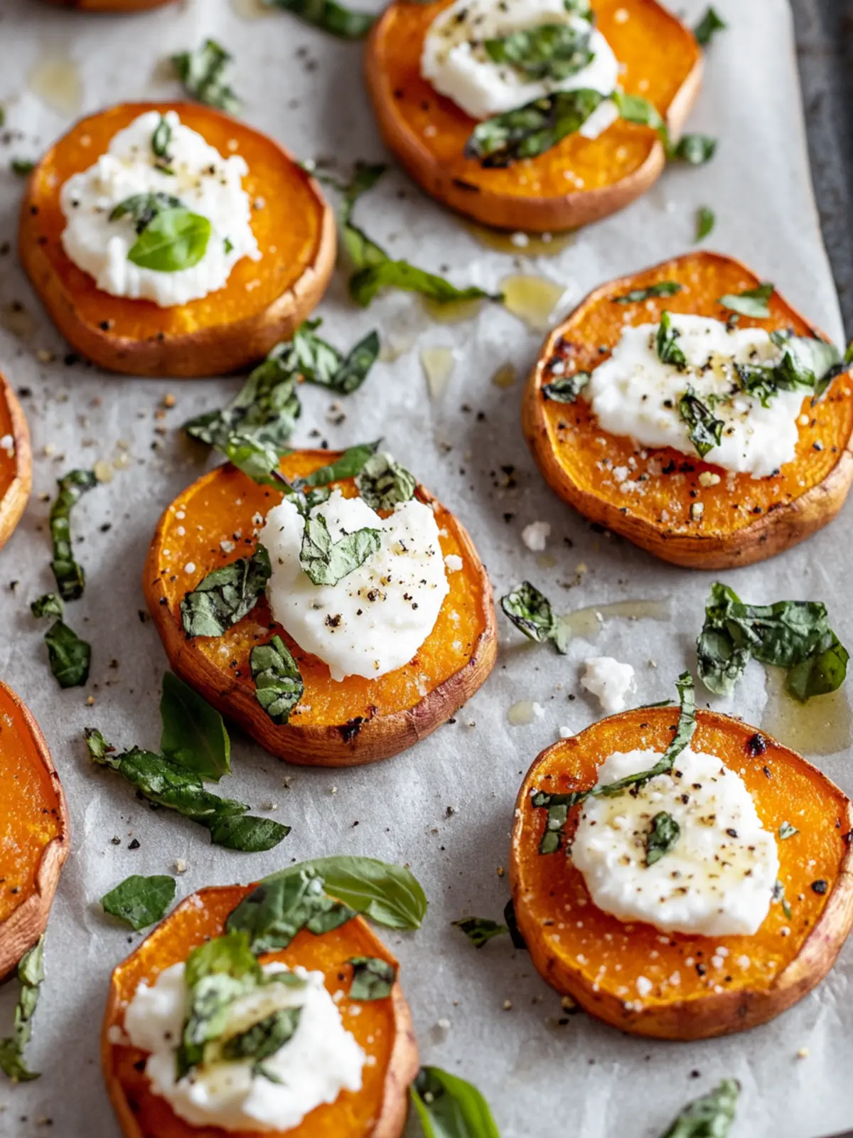 Crispy Sweet Potato Rounds with Creamy Goat Cheese