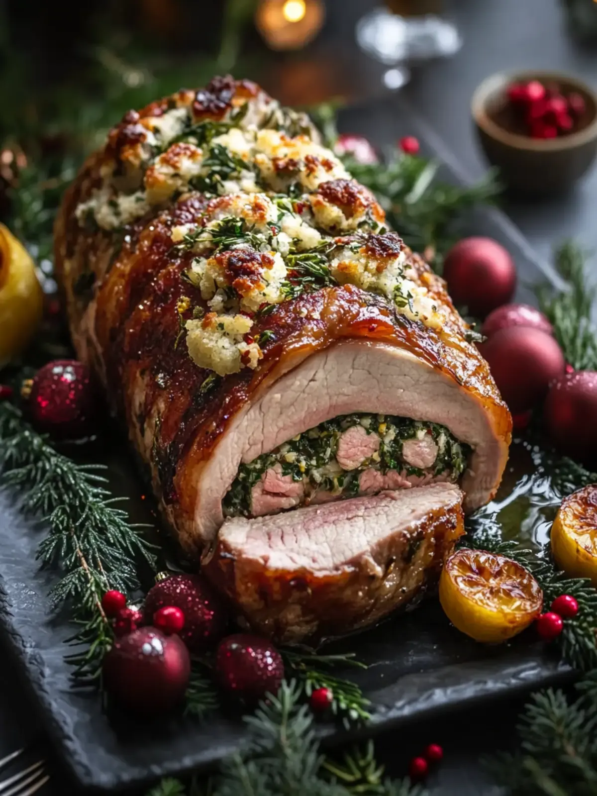 Festive Christmas Stuffed Pork Tenderloin