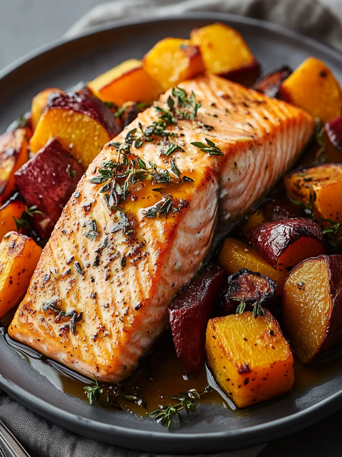 Maple-Glazed Salmon with Roasted Root Vegetables Bliss 3 Maple-Glazed Salmon with Roasted Root Vegetables