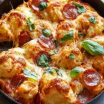 Savory Pepperoni Pizza Biscuit Skillet in Just One Pan 4 Pepperoni Pizza Biscuit Skillet
