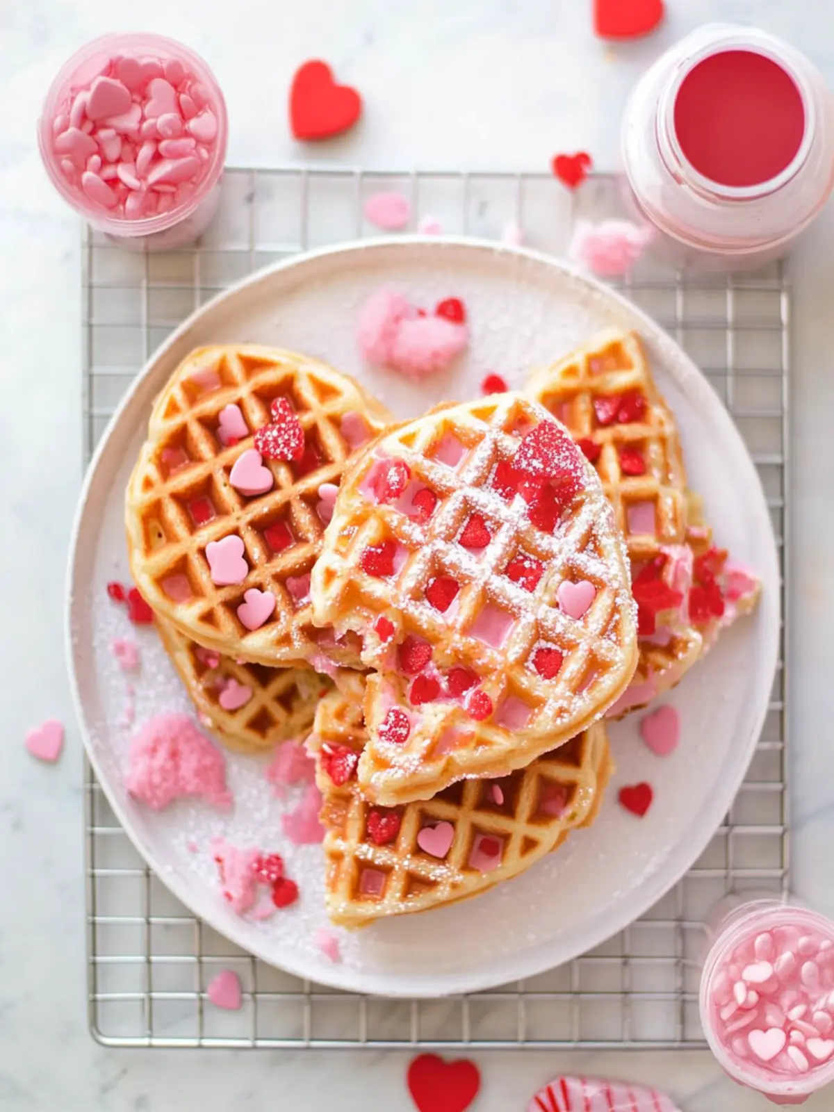 Fluffy Pink Valentine Day Waffles to Brighten Your Morning 5 PINK VALENTINE DAY WAFFLES
