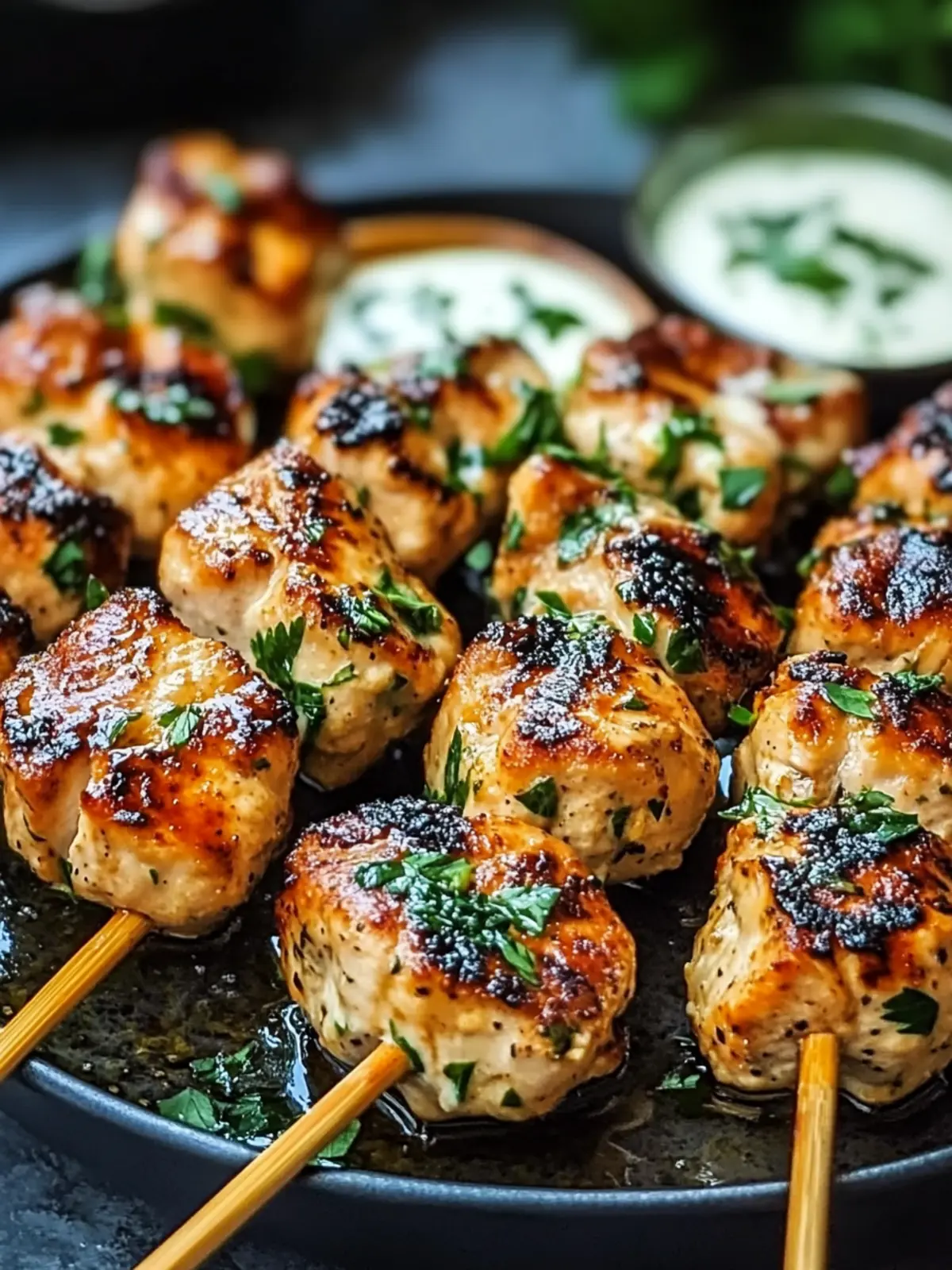 Savor Grilled Chicken Bites with Creamy Garlic Sauce Today 4 Grilled Chicken Bites with Creamy Garlic Sauce