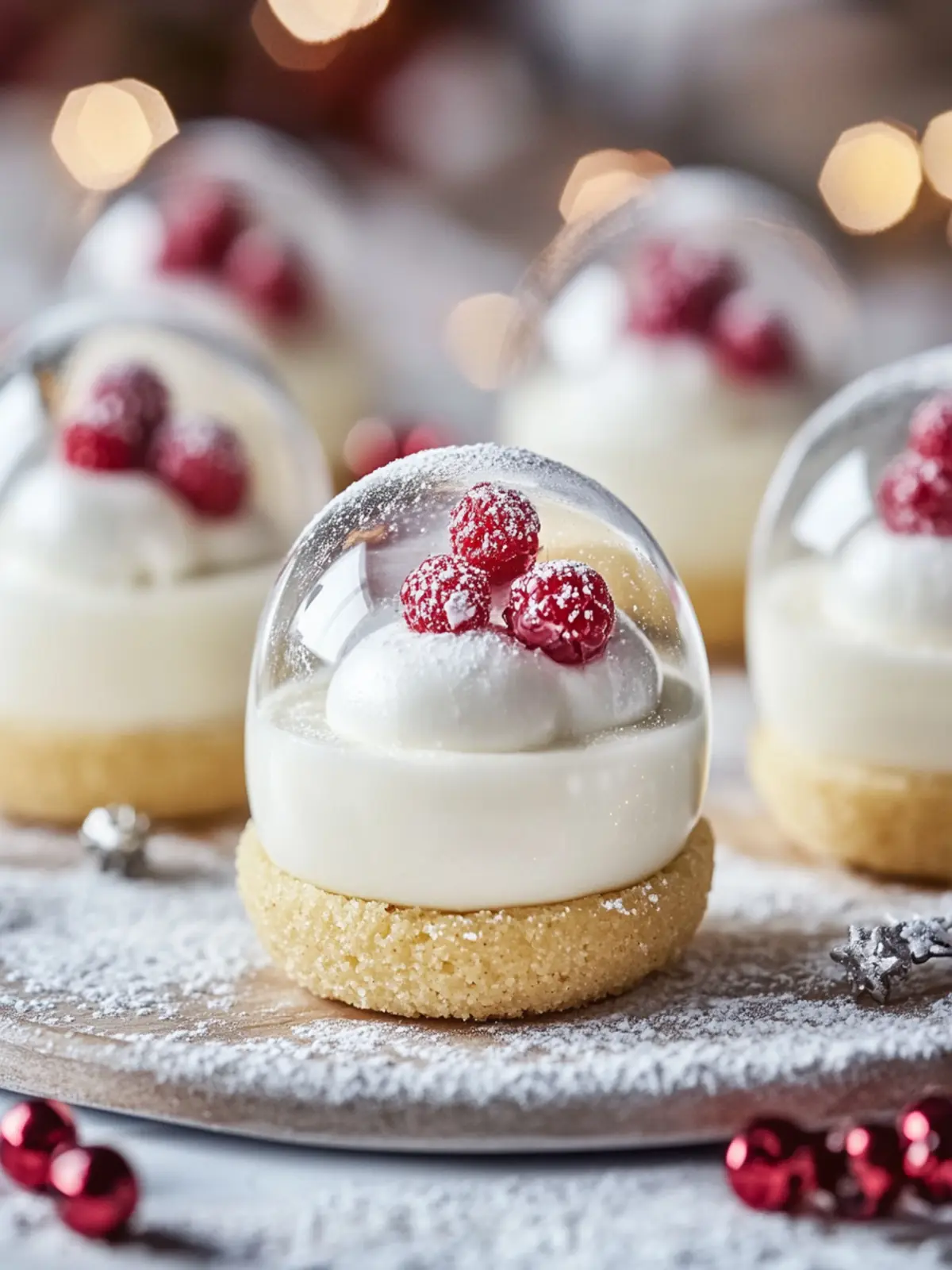 Snow Globe Cheesecake Bites with Cookie Crust for Holiday Magic 4 Snow Globe Cheesecake Bites with Cookie Crust