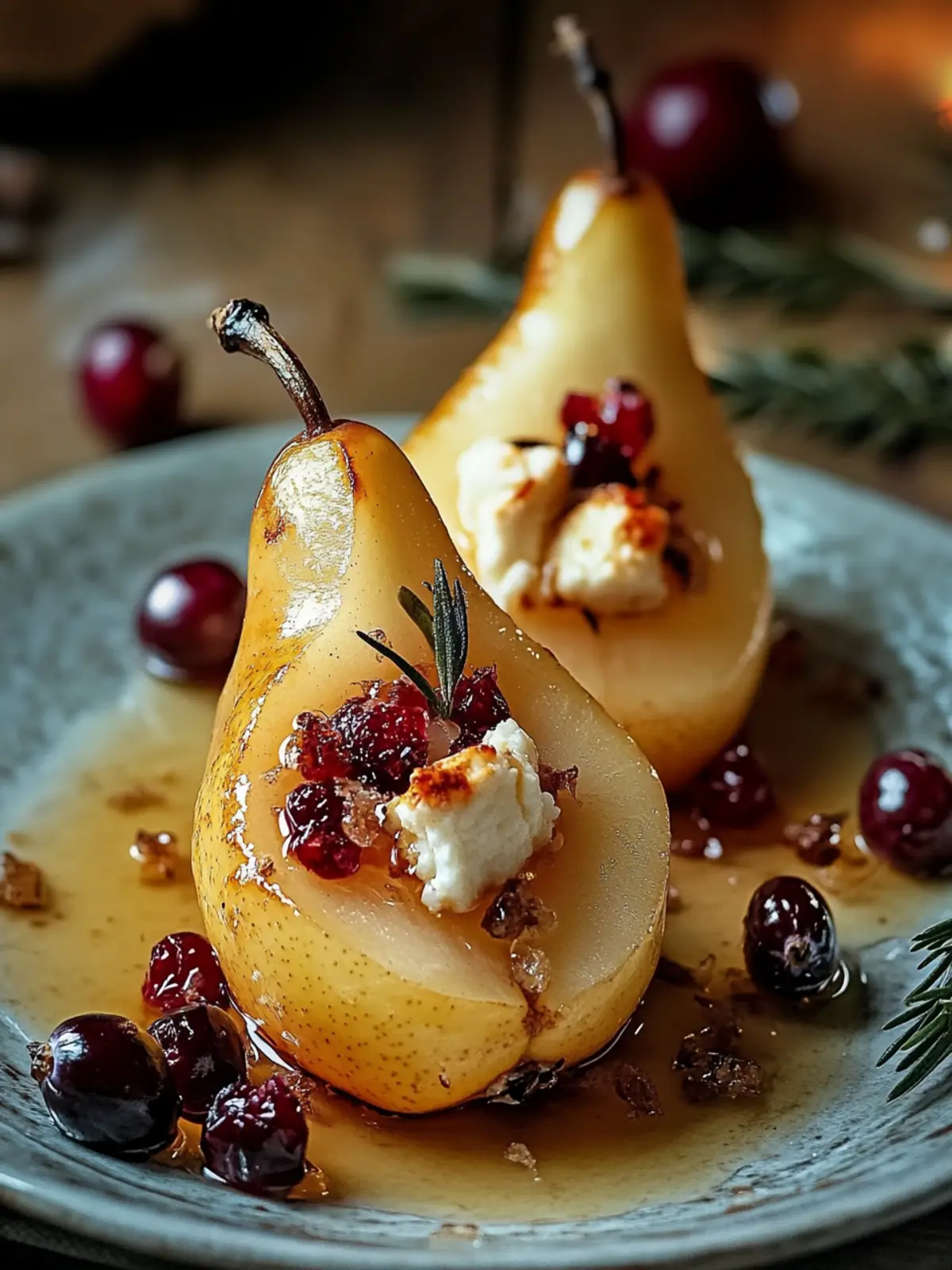 Indulge in Baked Pears with Goat Cheese, Honey, and Cranberries 4 Baked Pears with Goat Cheese, Honey, and Cranberries
