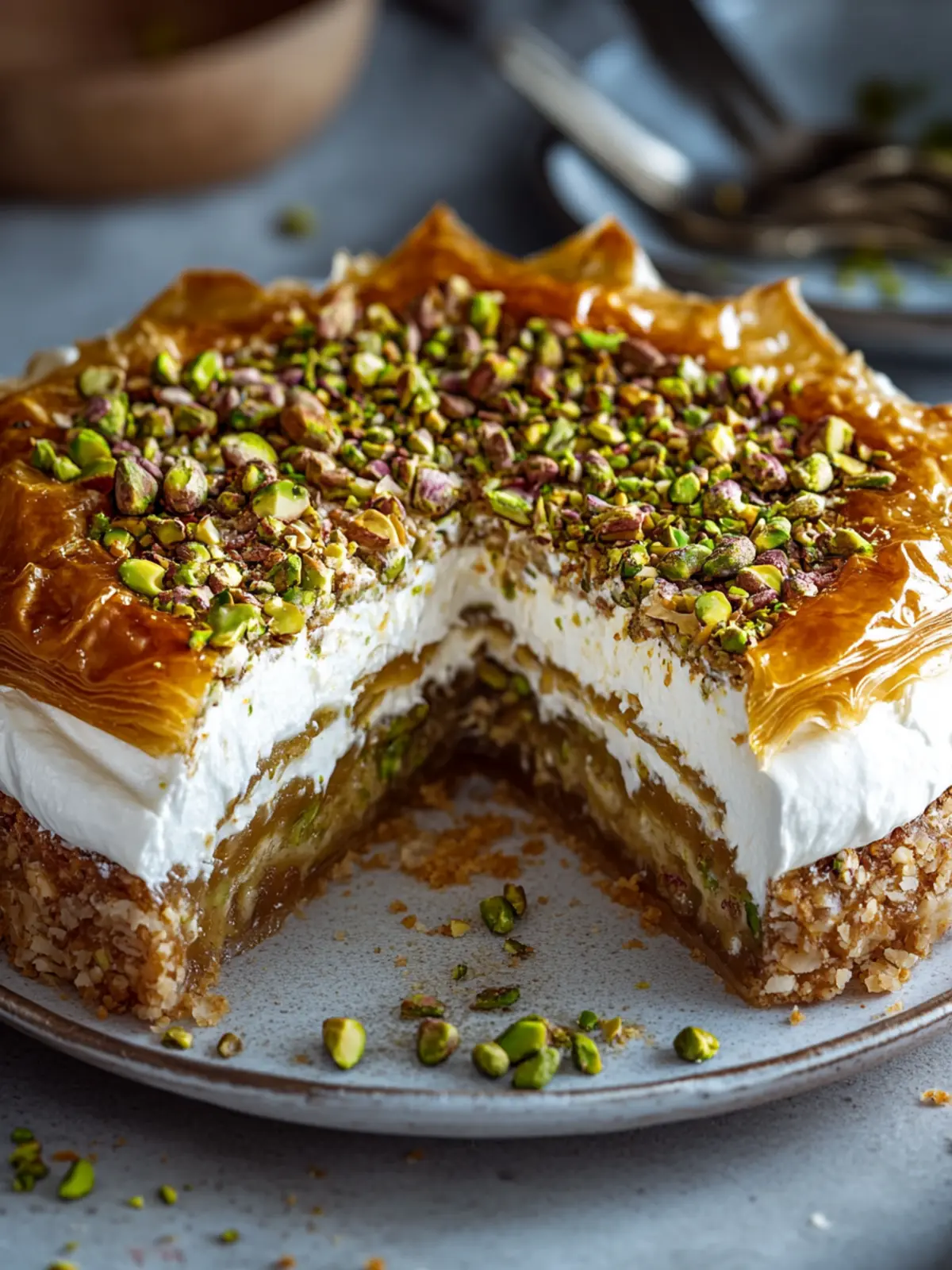 Honey Pistachio Baklava Cheesecake for Unforgettable Indulgence 5 Honey Pistachio Baklava Cheesecake